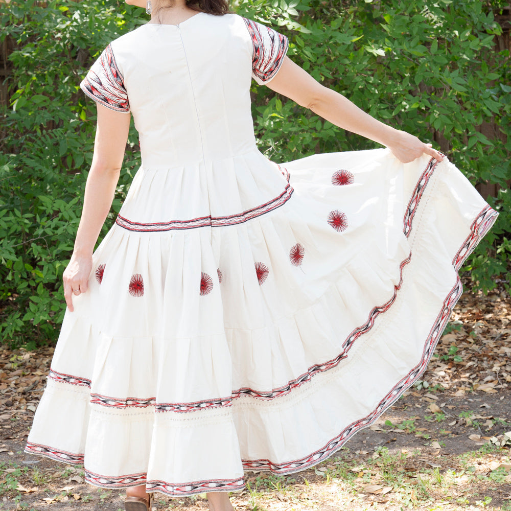 Tzatz Long Tiered Embroidered Dress