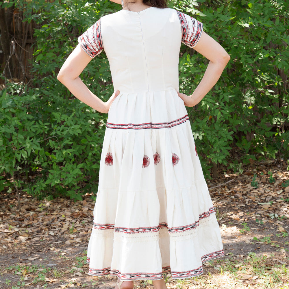 Tzatz Long Tiered Embroidered Dress