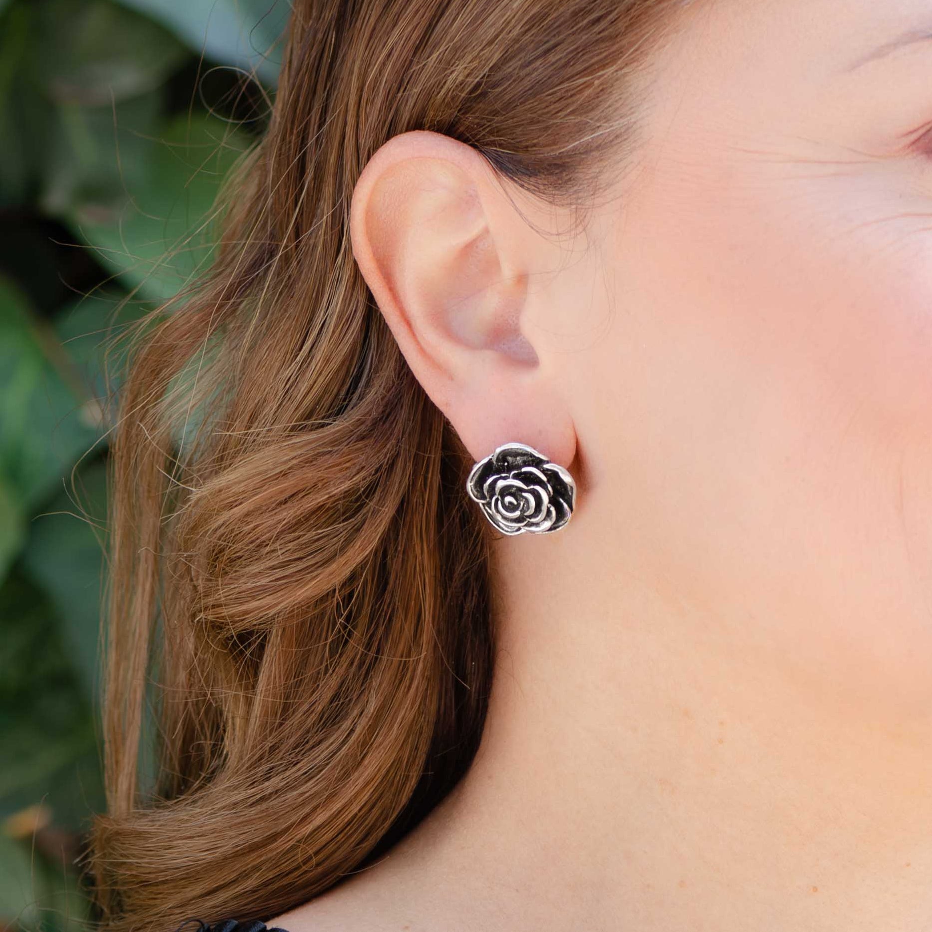 Sterling Silver Large Rosa Negra Earrings