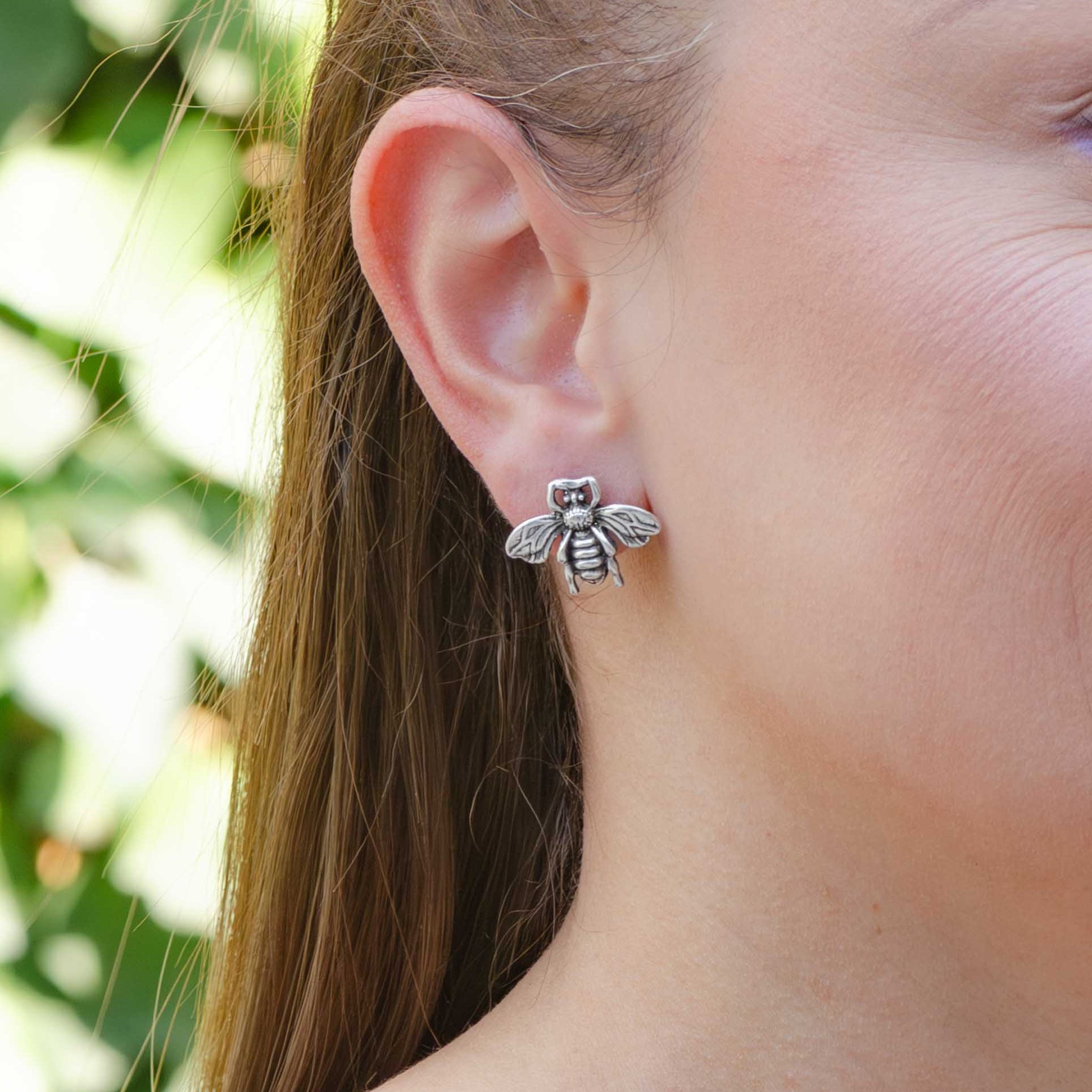 Sterling Silver Bee Earrings
