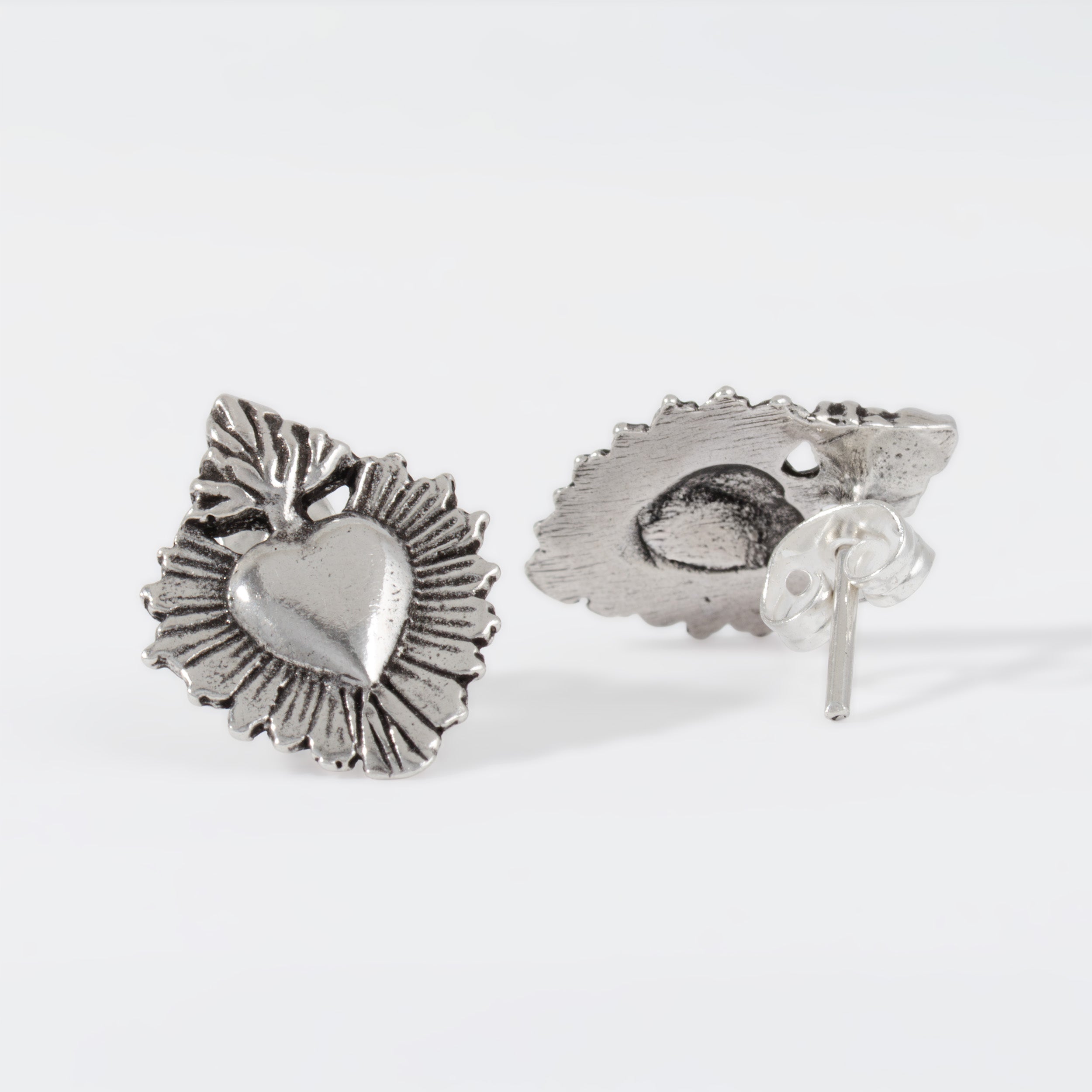 Sterling Silver Corazón Sagrado Earrings