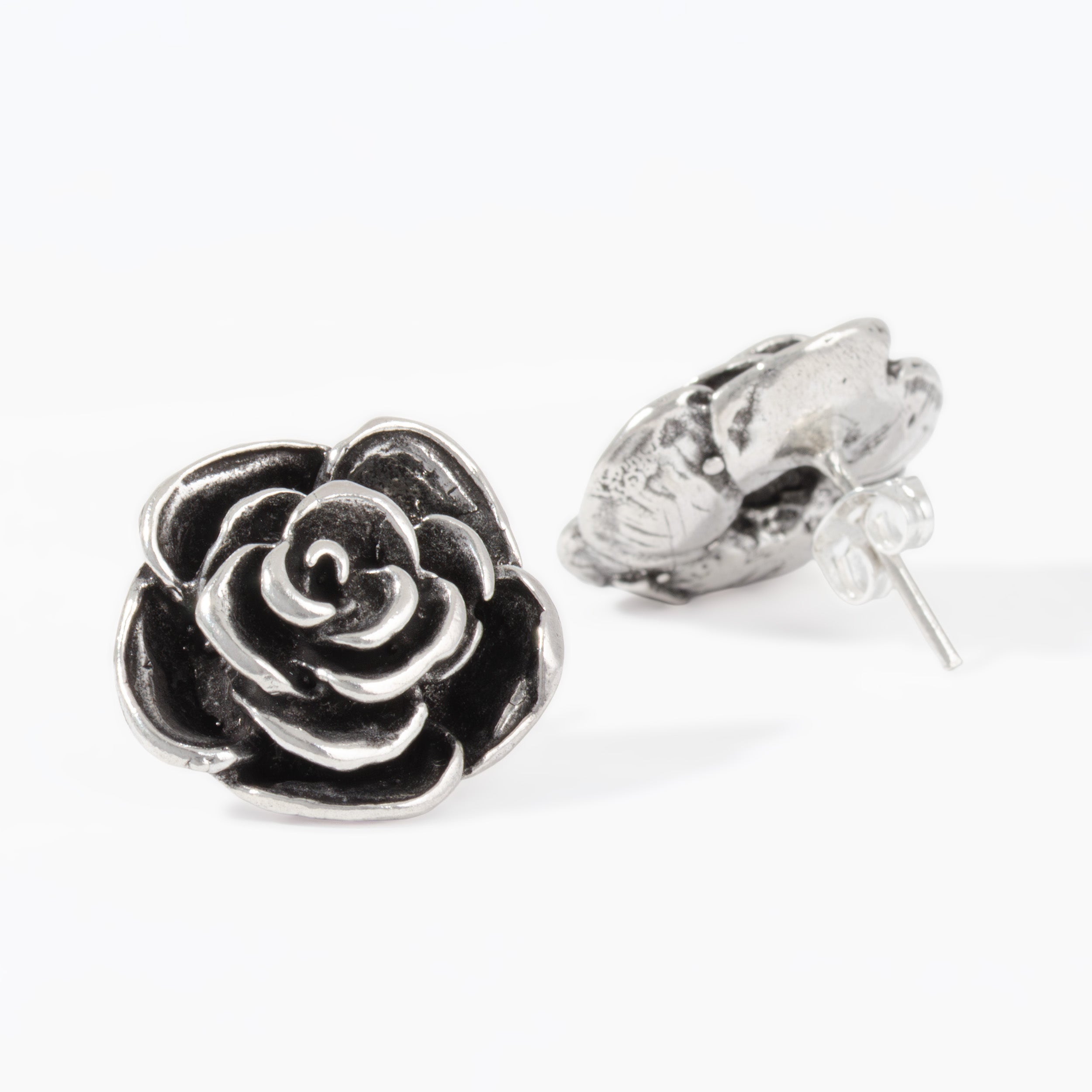 Sterling Silver Large Rosa Negra Earrings