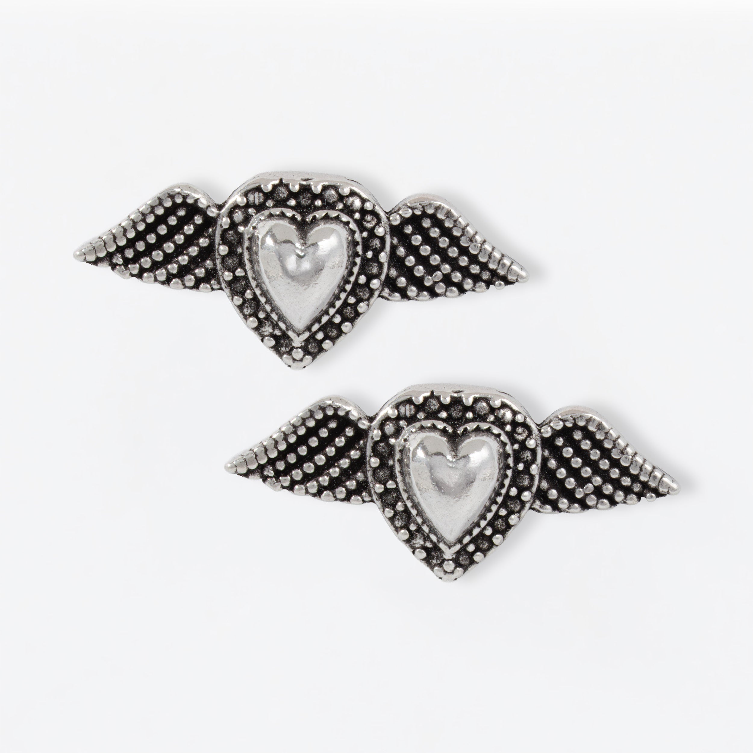 Sterling Silver Angel Heart Earrings