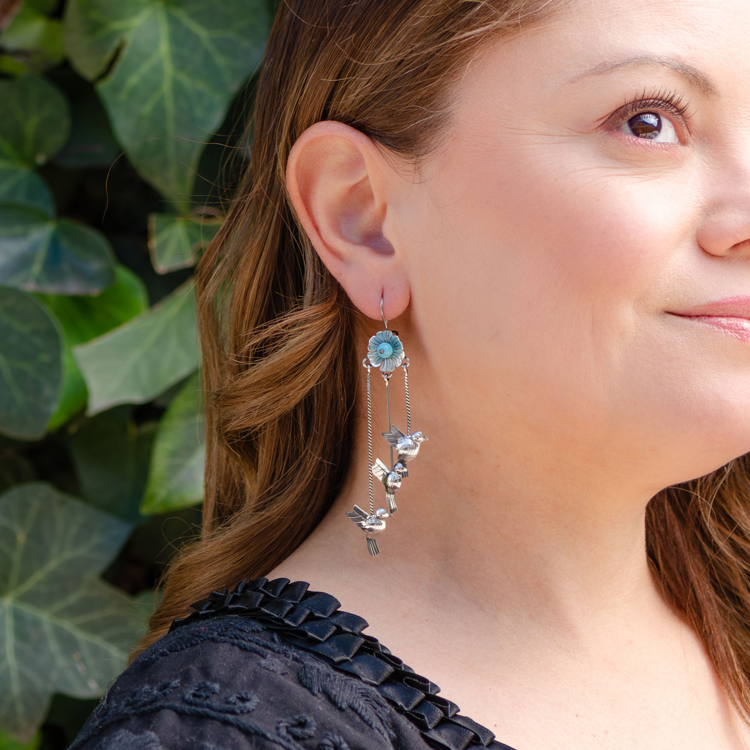 Sterling Silver Vuelo de Amor Mazahua Earrings