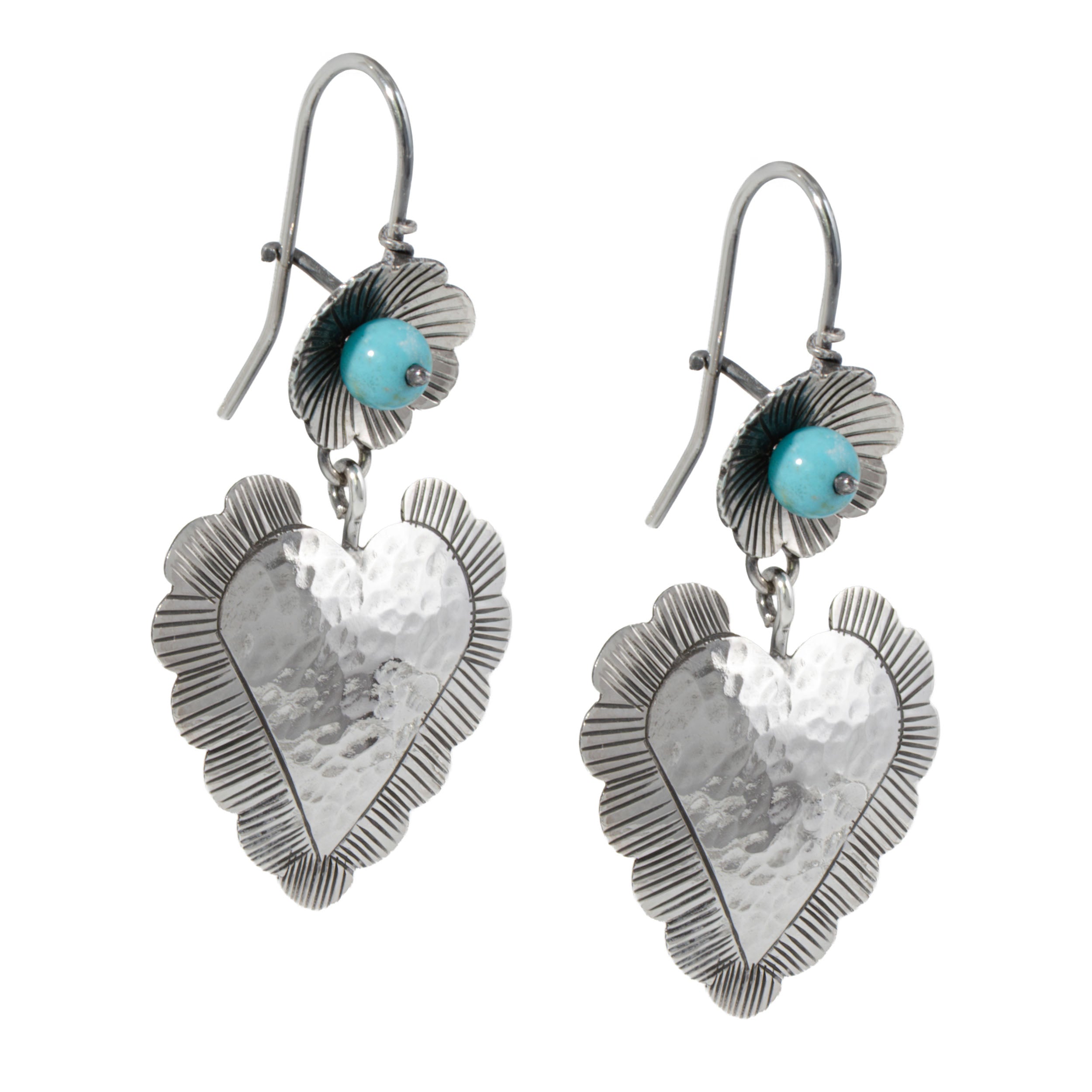 Sterling Silver Flor and Heart Mazahua Earrings