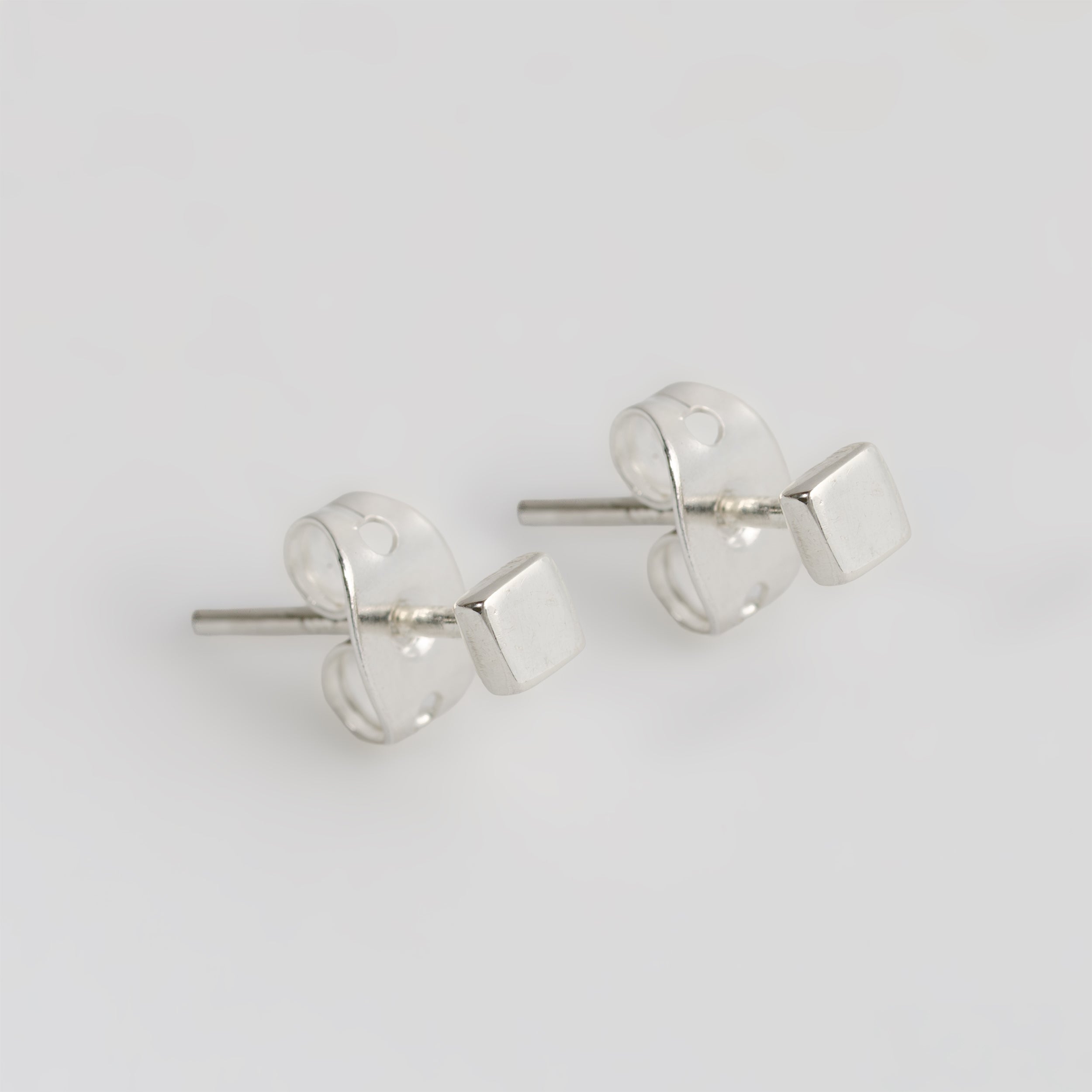 Sterling Silver Square Cube Earrings