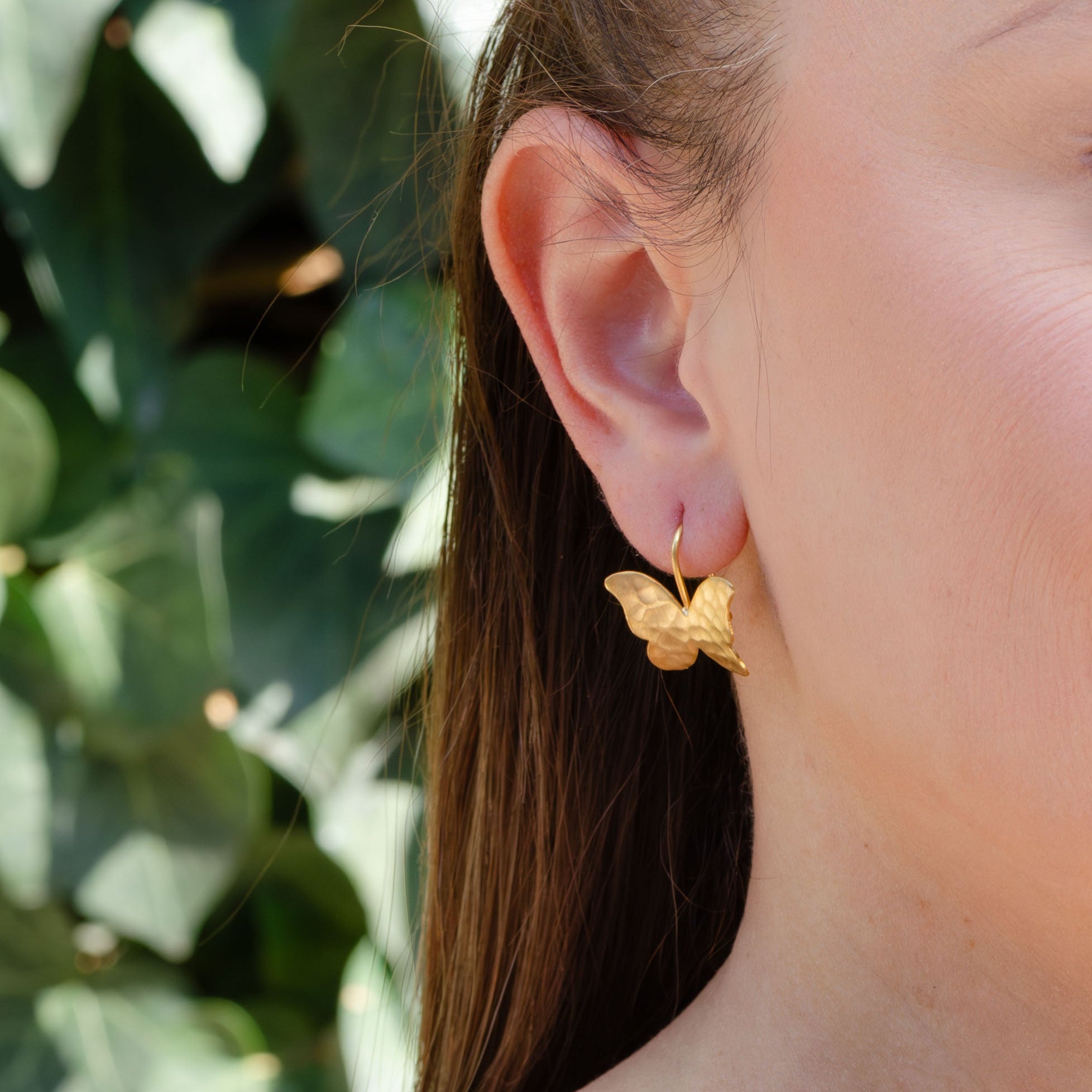 Sterling Silver Gold Plated Butterfly Earrings