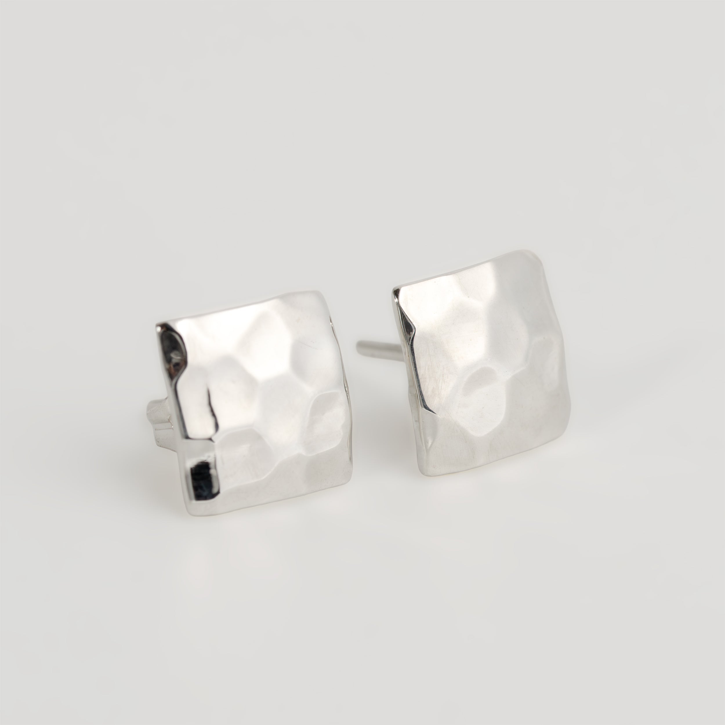 Sterling Silver Hammered Square Earrings