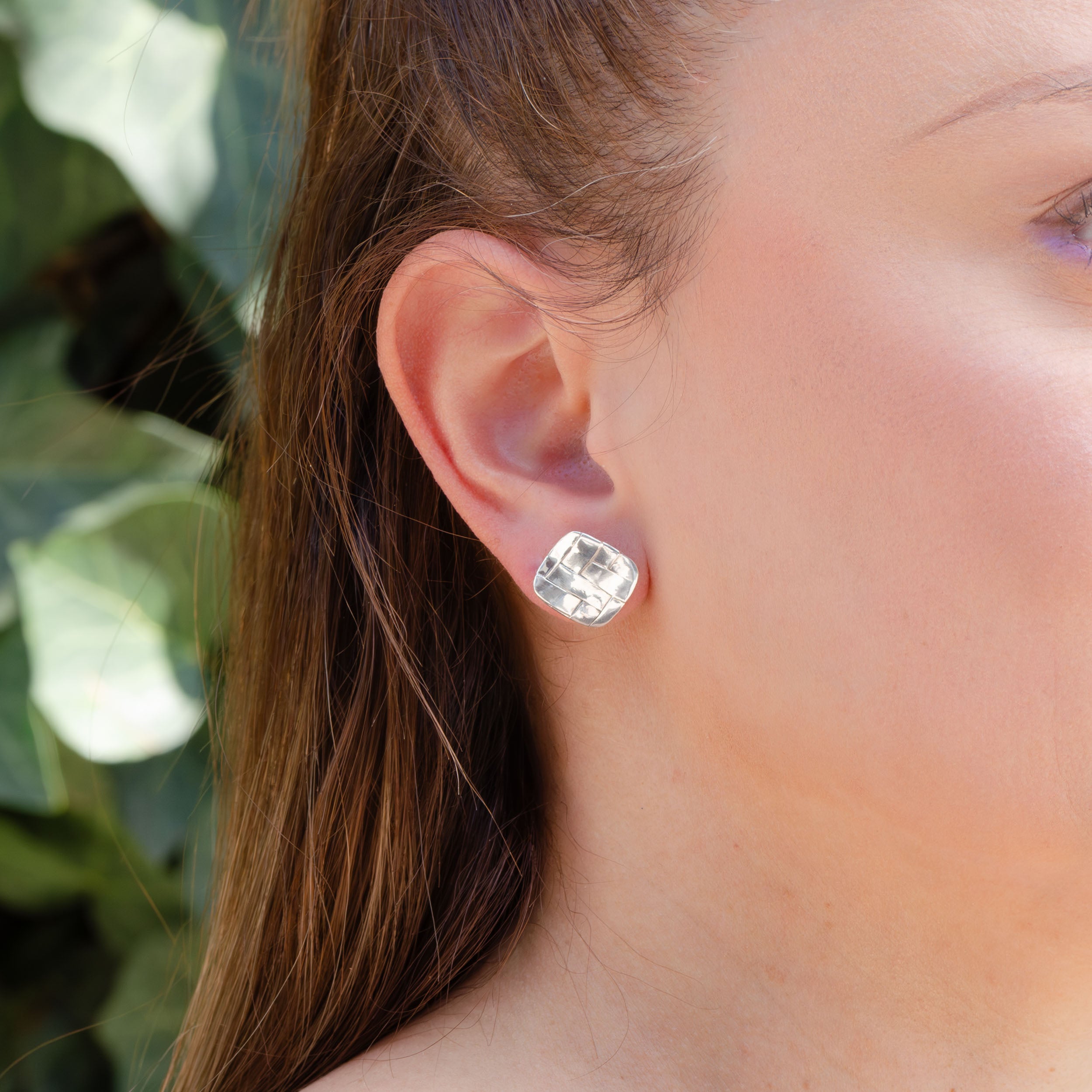 Sterling Silver Basket Weave Earrings