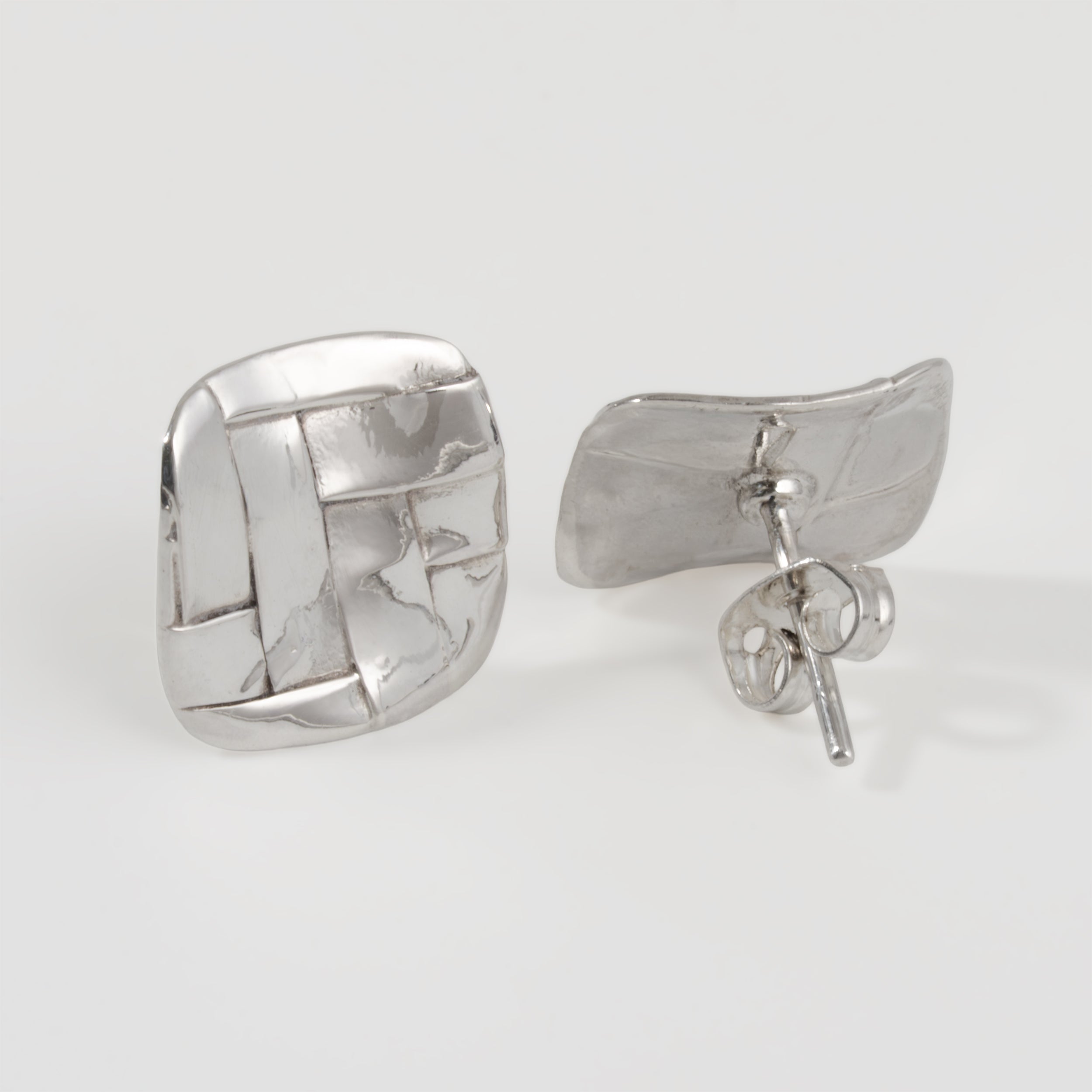 Sterling Silver Basket Weave Earrings