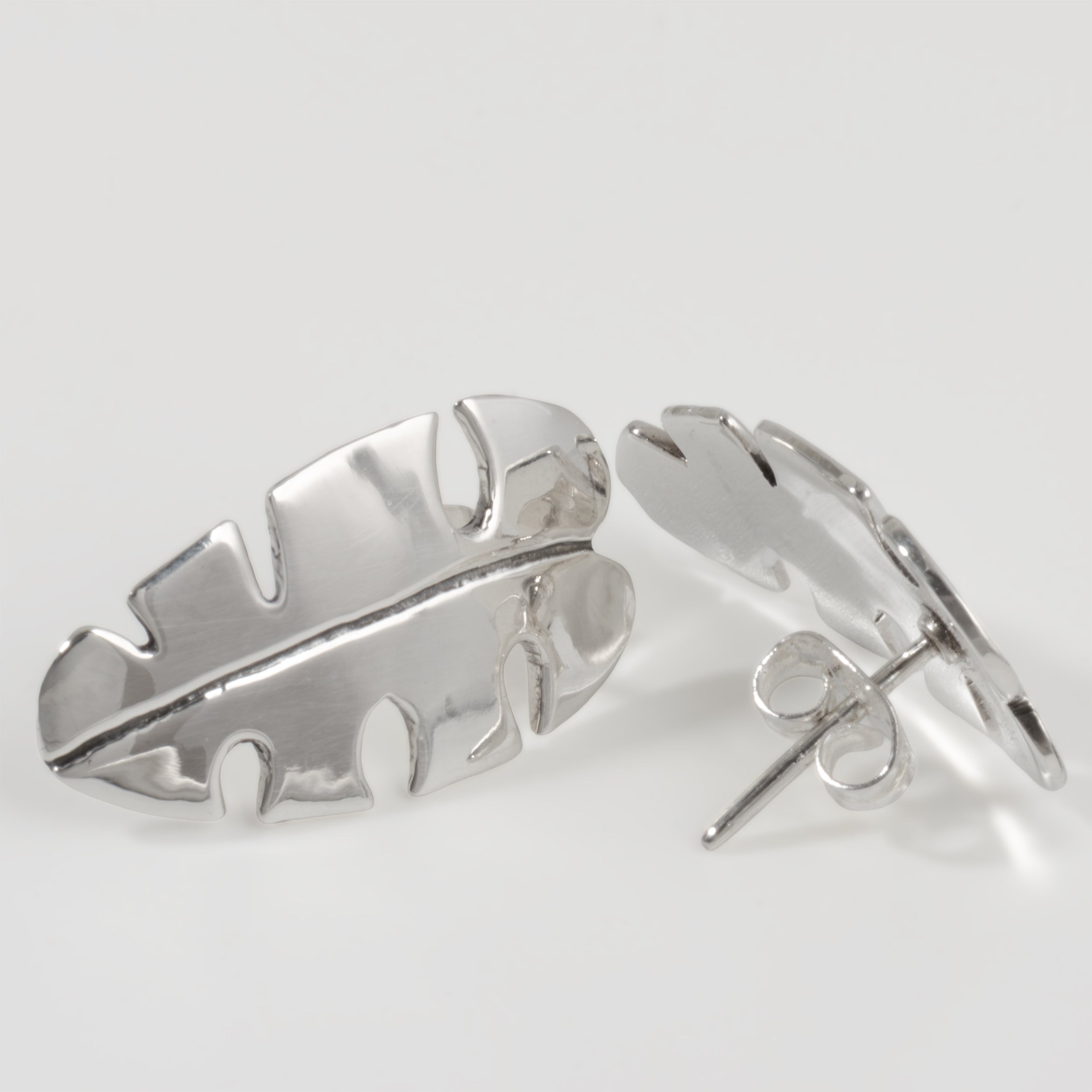 Sterling Silver Monstera Earrings