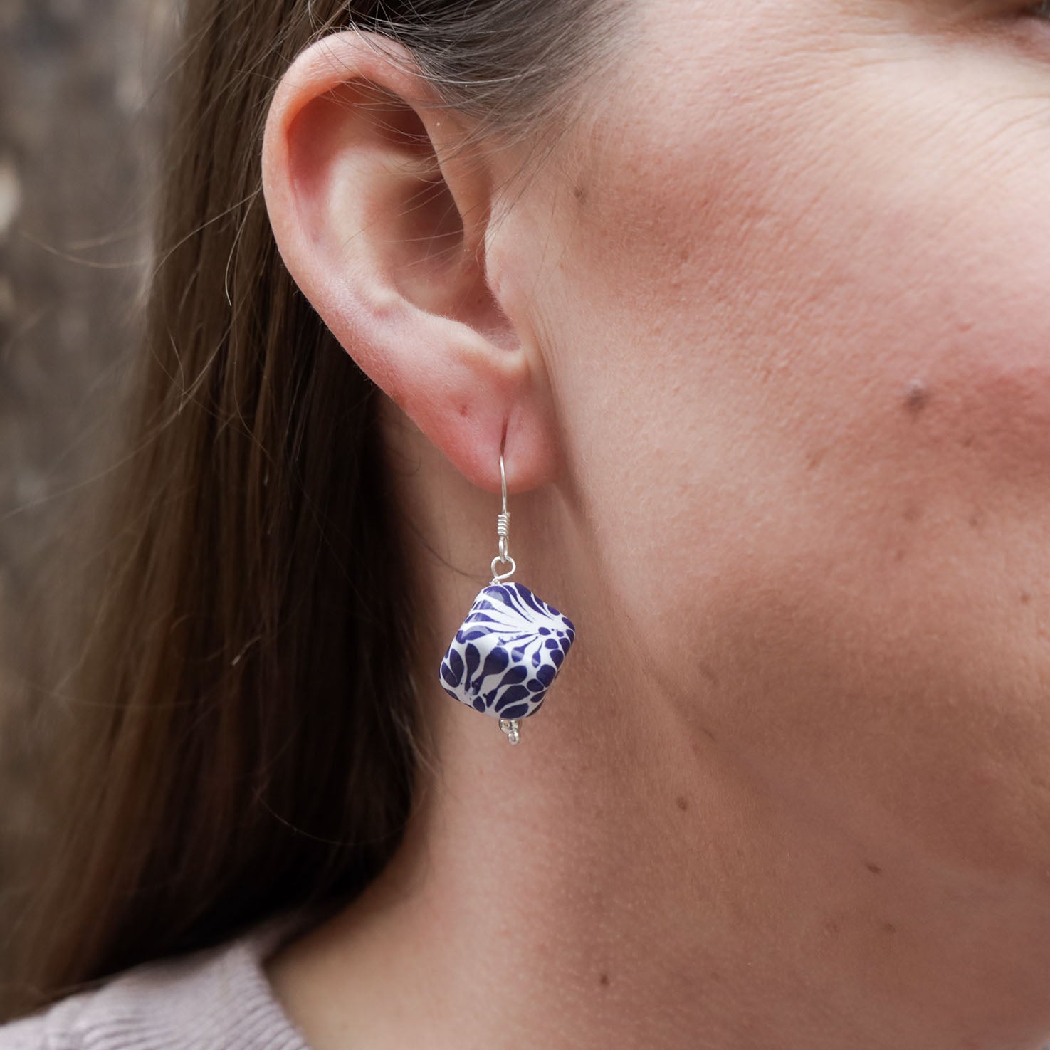 Sterling Silver Talavera Square Earrings