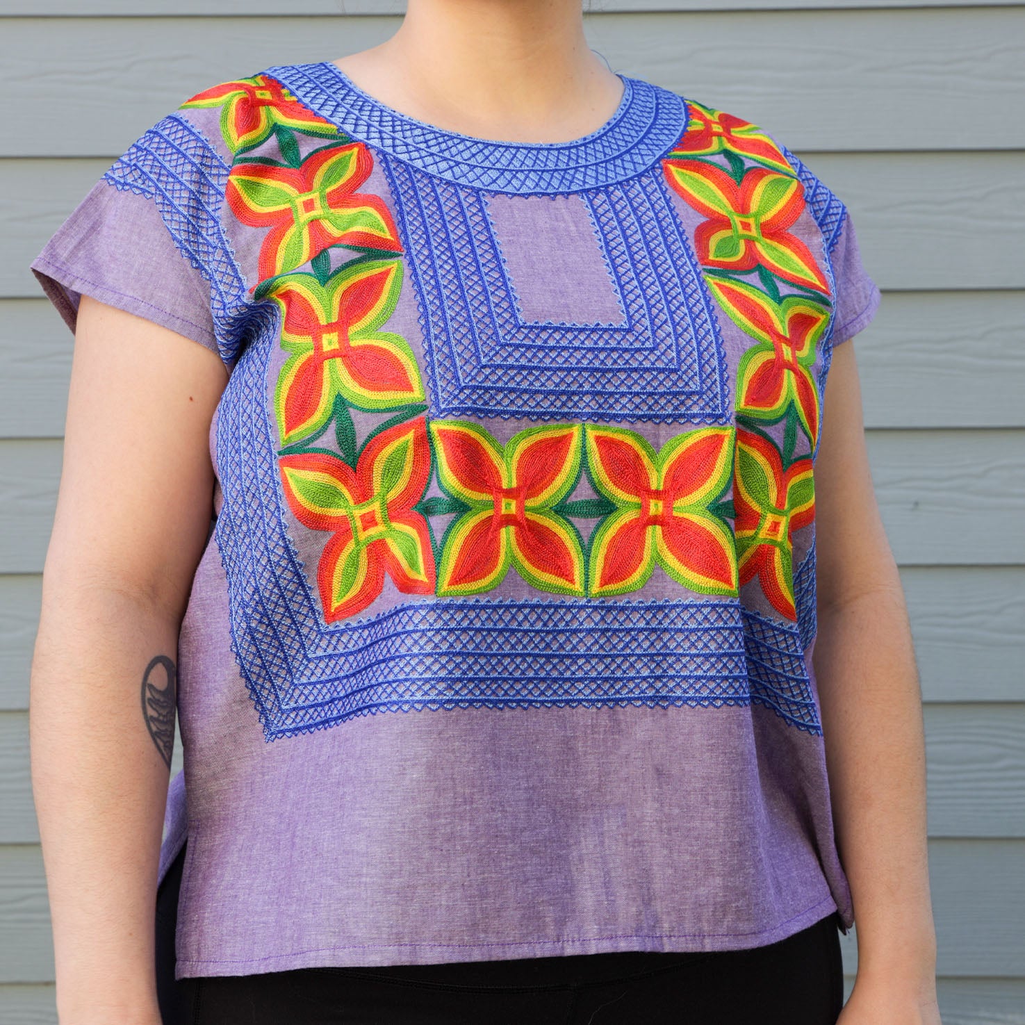 Mexican Blouse Blusa Tehuana Blusa Huipil Tehuana Bordado A Mano L