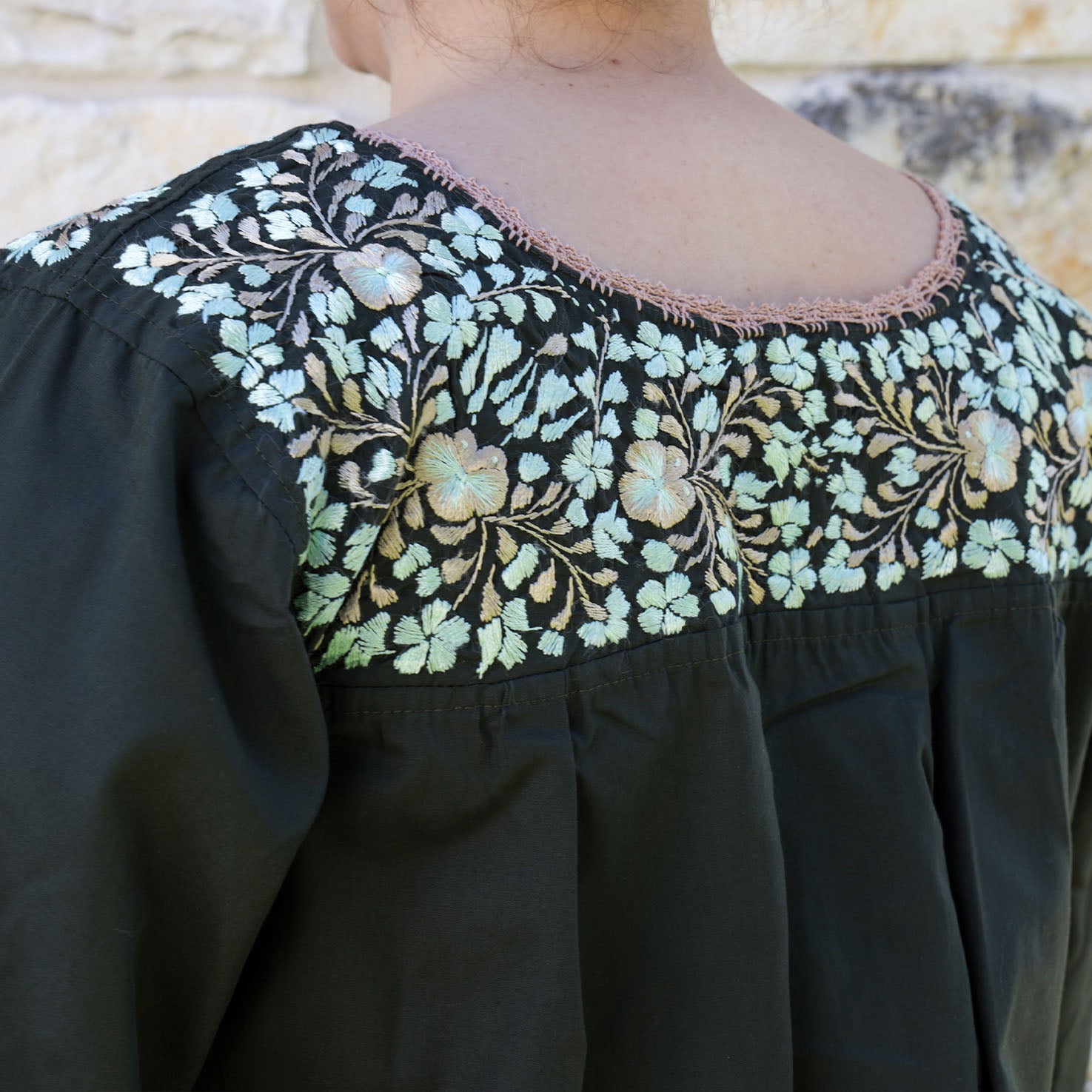 Camila Hand-Embroidered 3/4 Sleeve Blouse