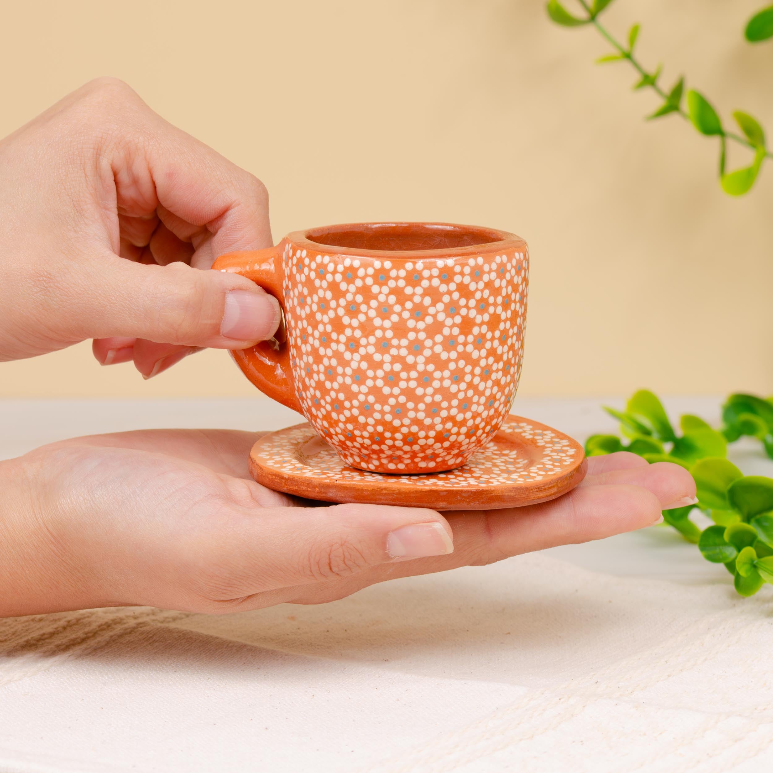 Capula Hand-Painted Espresso Cup with Saucer