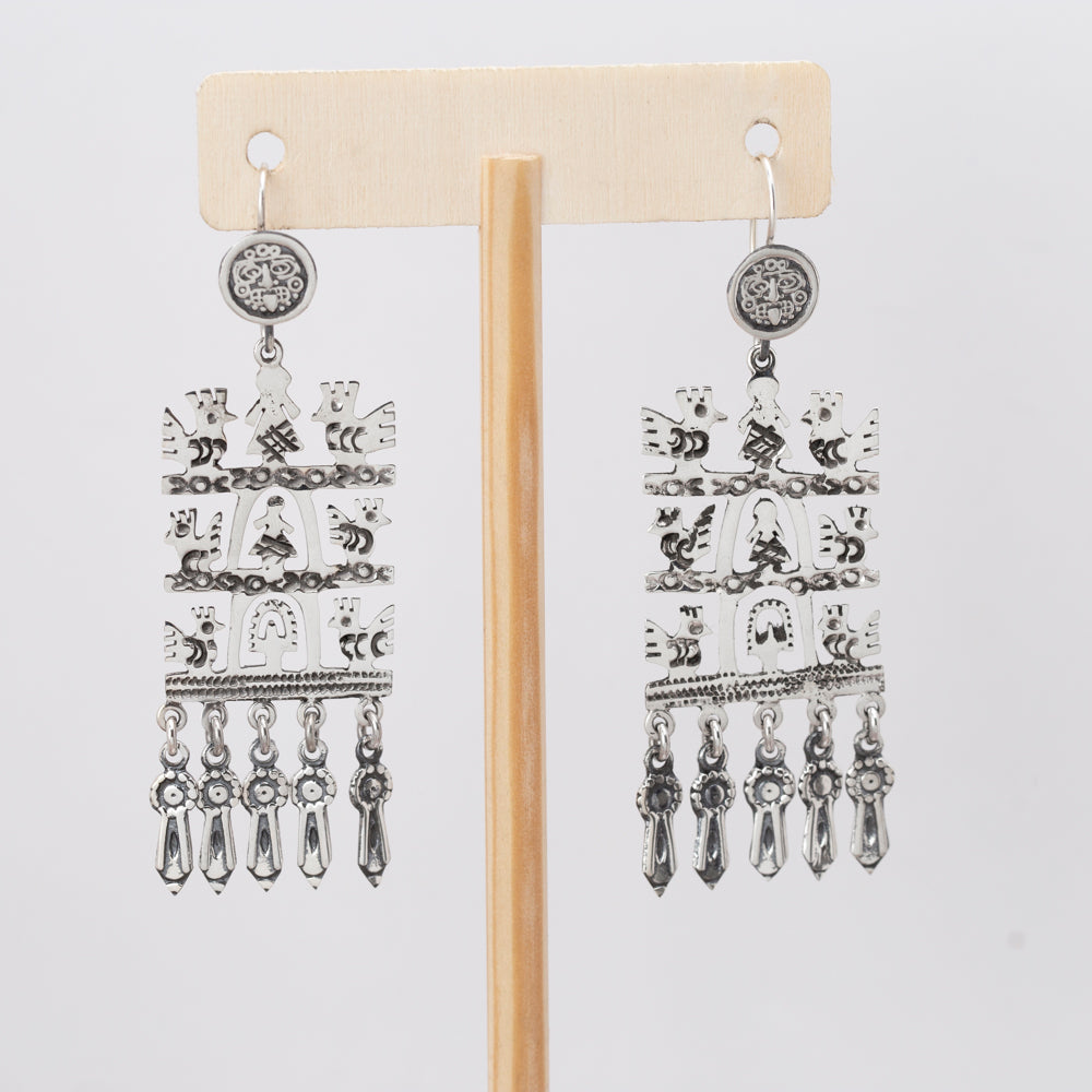 Sterling Silver Roots and Wings Dangle Drop Earrings