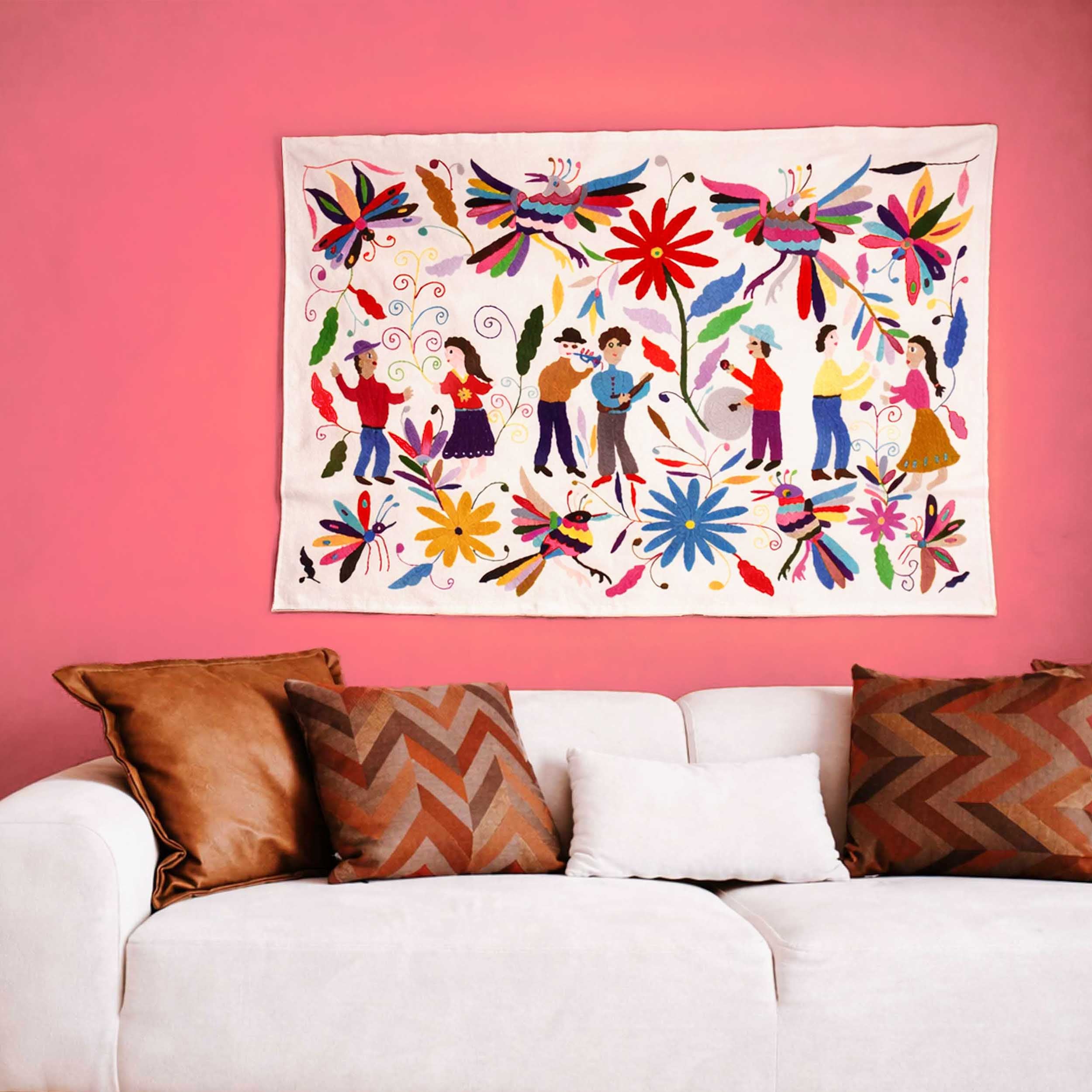El Baile Otomí Hand-Embroidered Tapestry