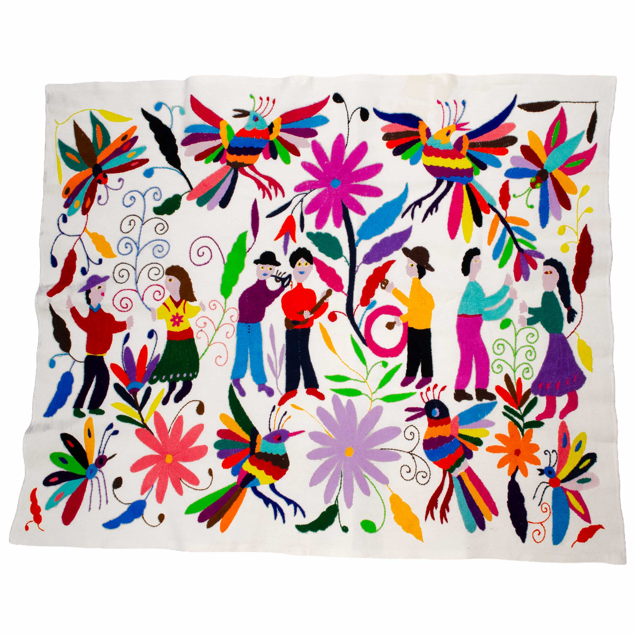 El Baile Otomí Hand-Embroidered Tapestry