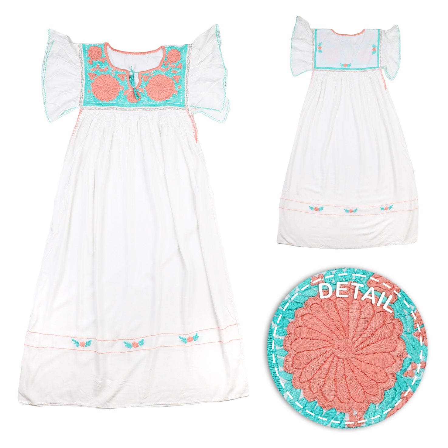 Carranza Short Sleeve Embroidered Dress