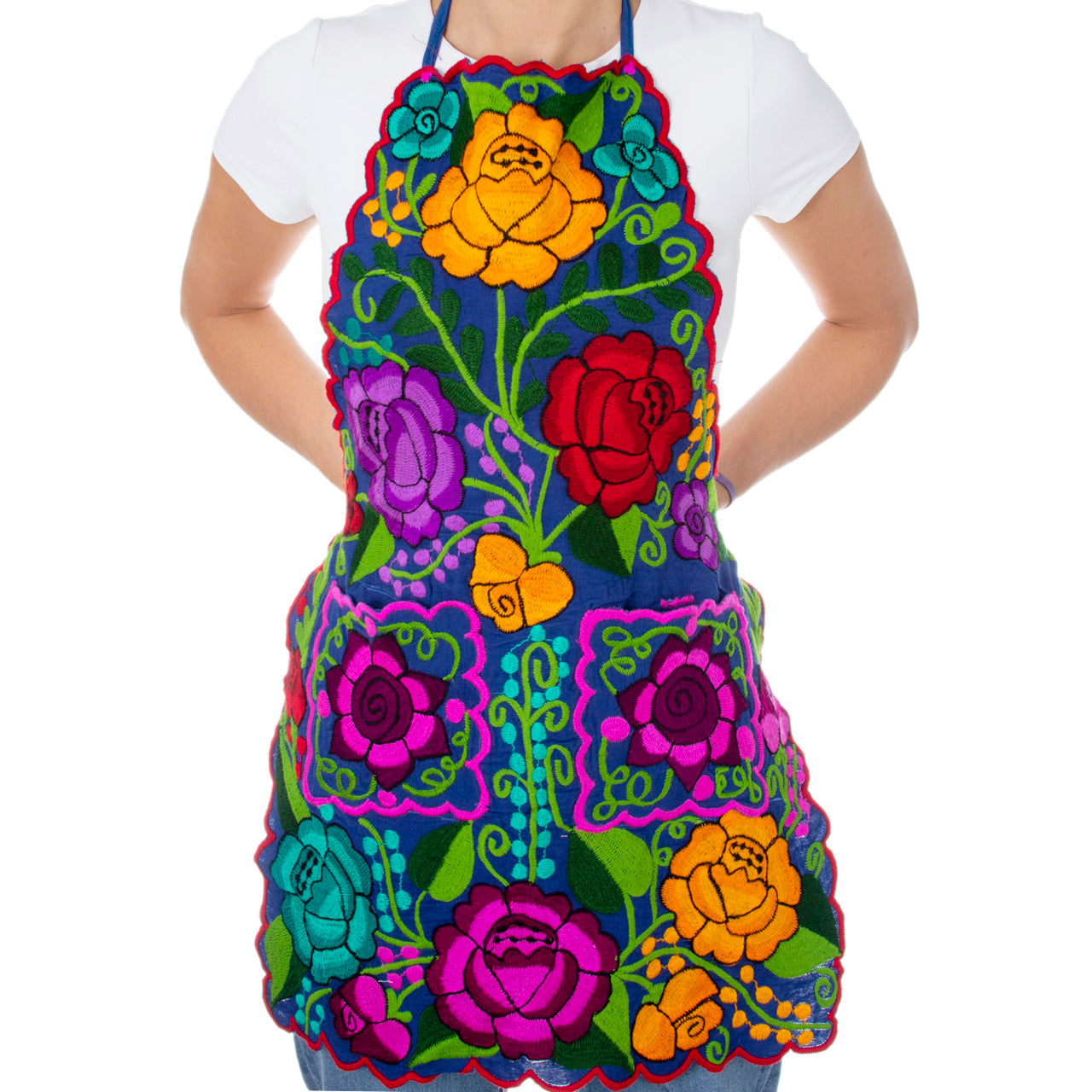 Embroidered Floral Apron