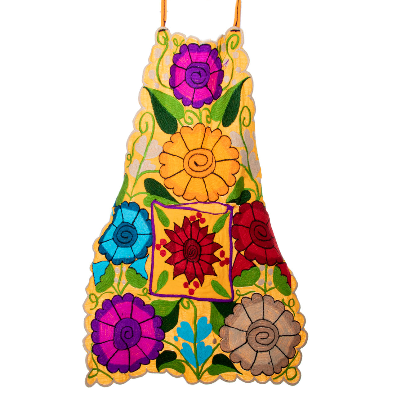 Embroidered Floral Apron