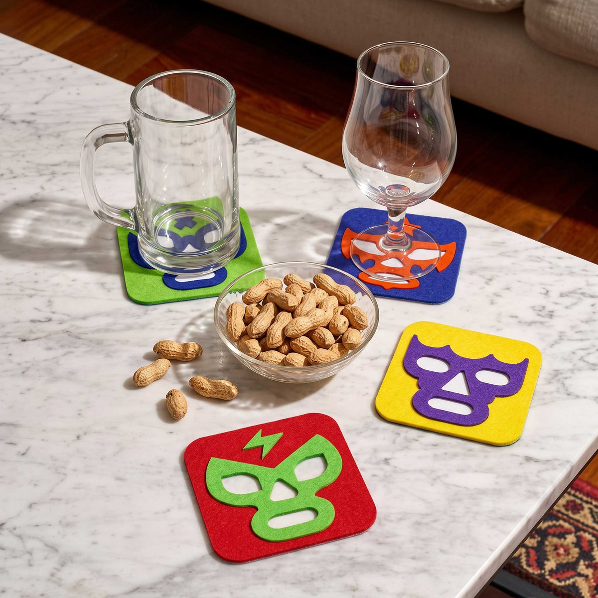 Felt Luchavasos Coasters (Set of 4)