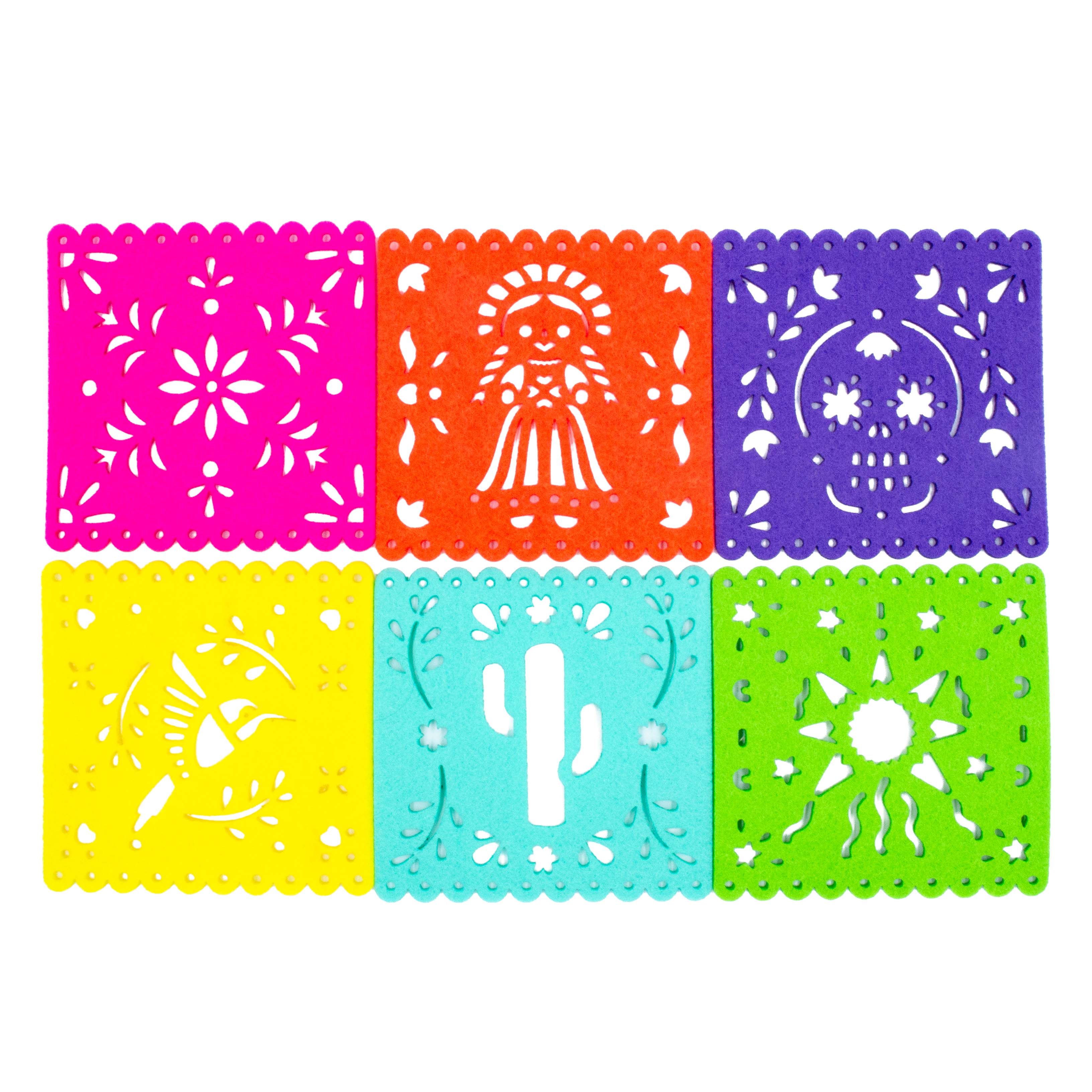 "Papel Picado" Felt Fiesta Coasters (Set of 6)
