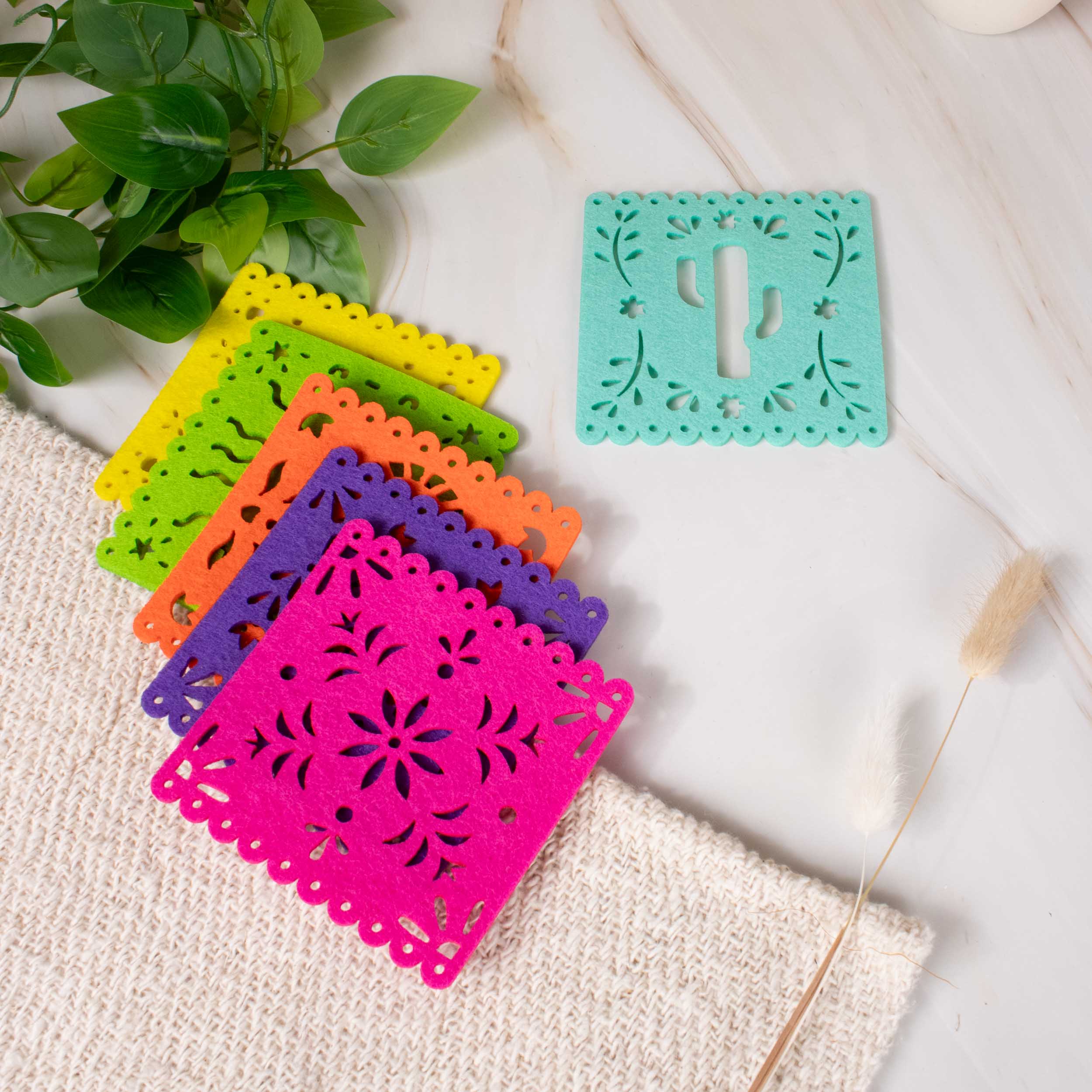 "Papel Picado" Felt Fiesta Coasters (Set of 6)
