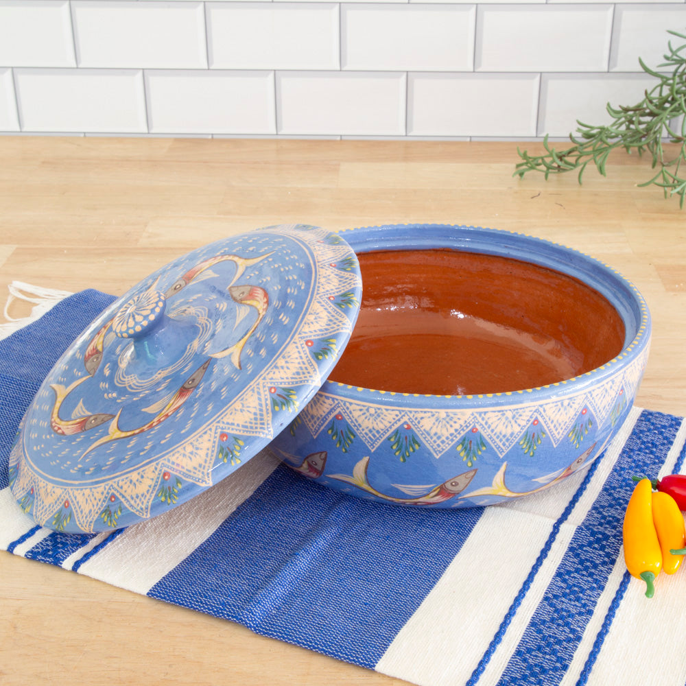 Peces de Capula Tortillero with Lid