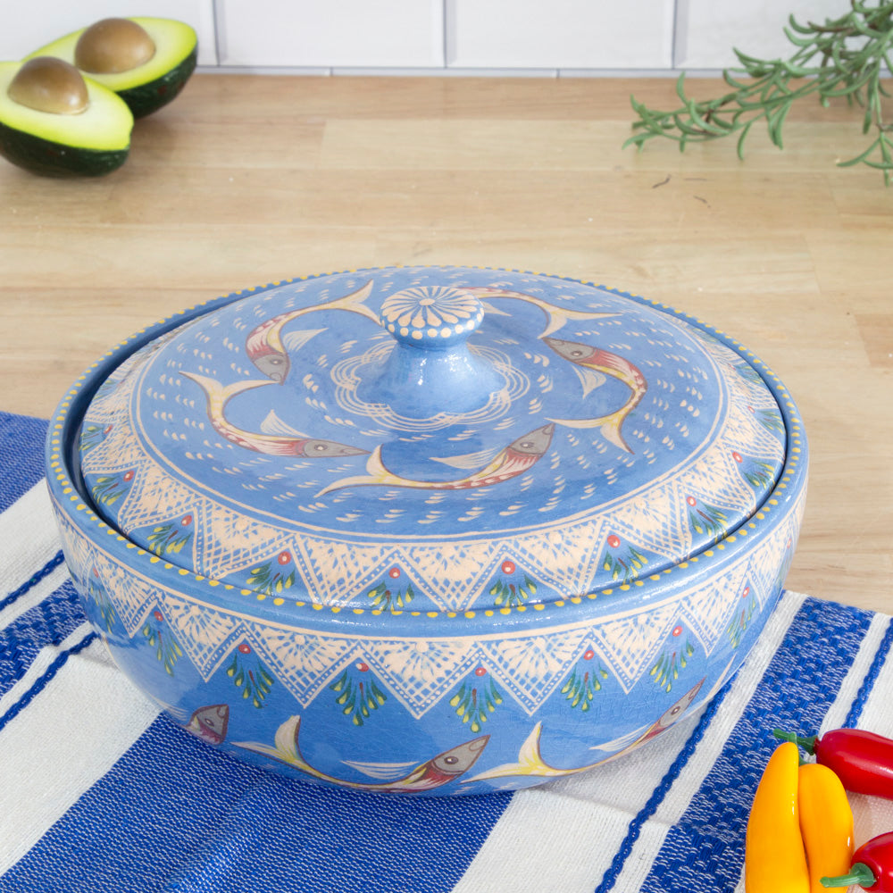 Peces de Capula Tortillero with Lid