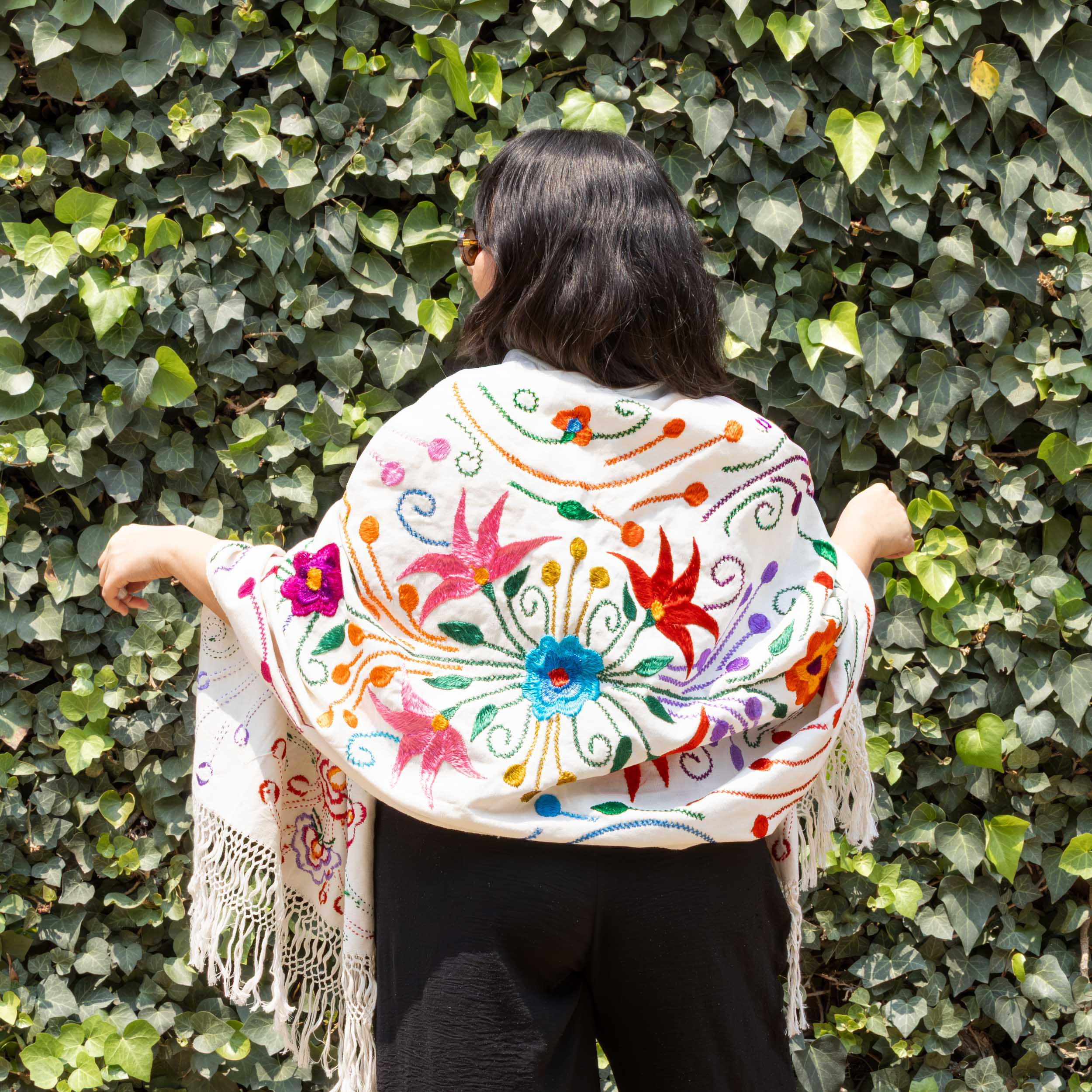 Floral Embroidery Rebozo