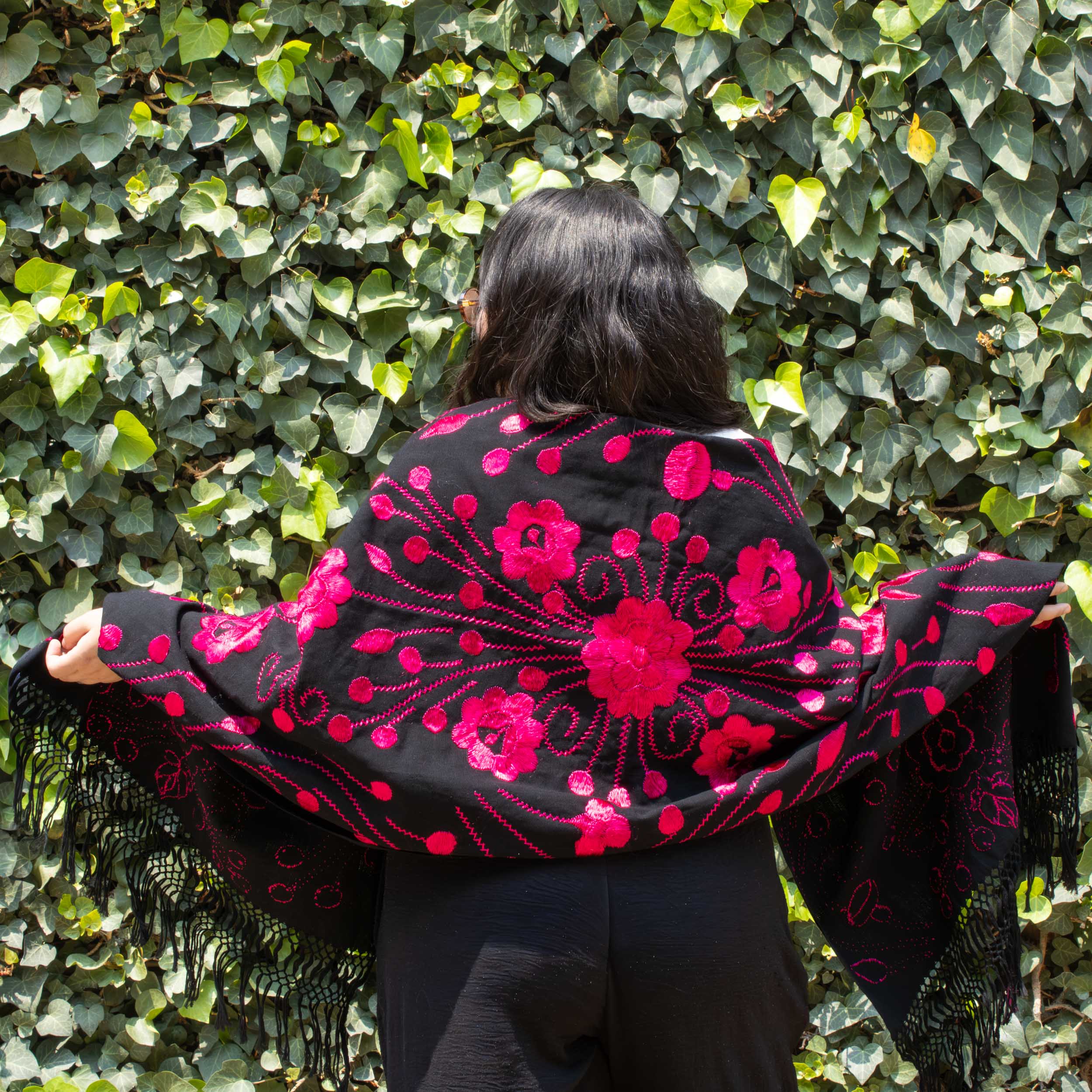 Floral Embroidery Rebozo
