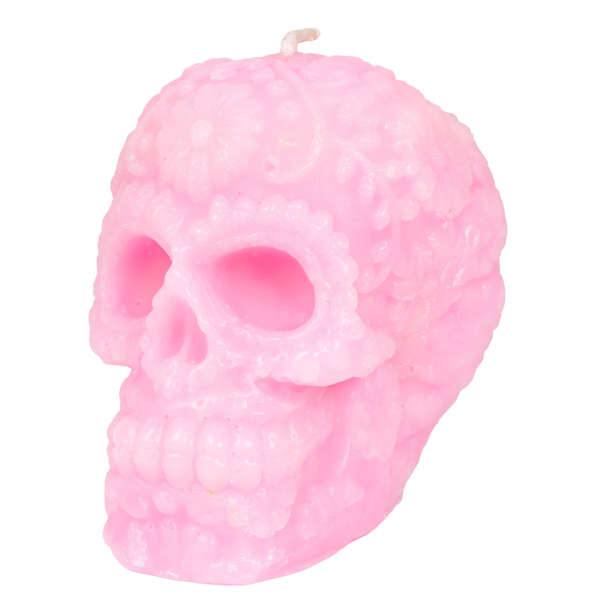 Sugar Skull with Flowers Candle