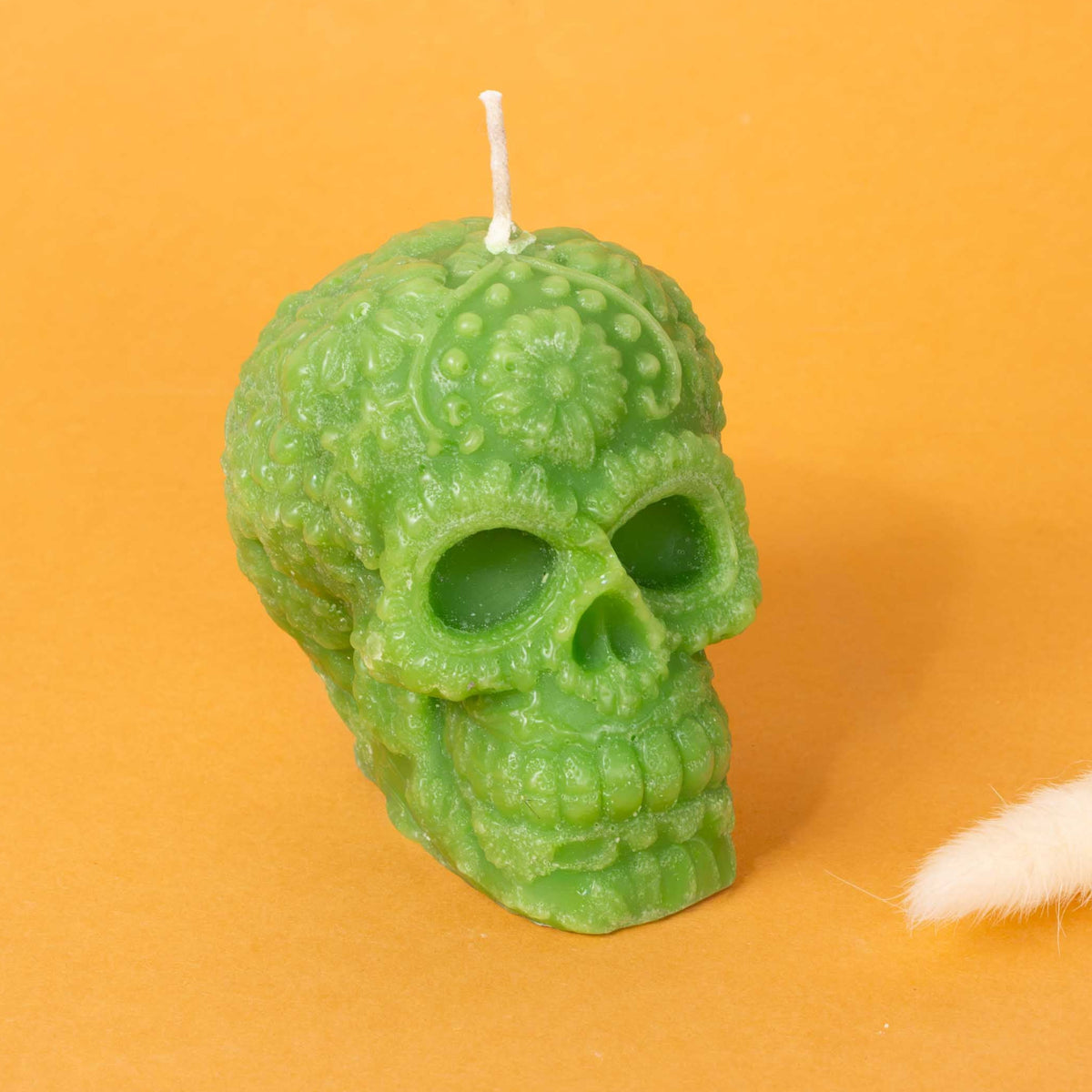 Sugar Skull with Flowers Candle