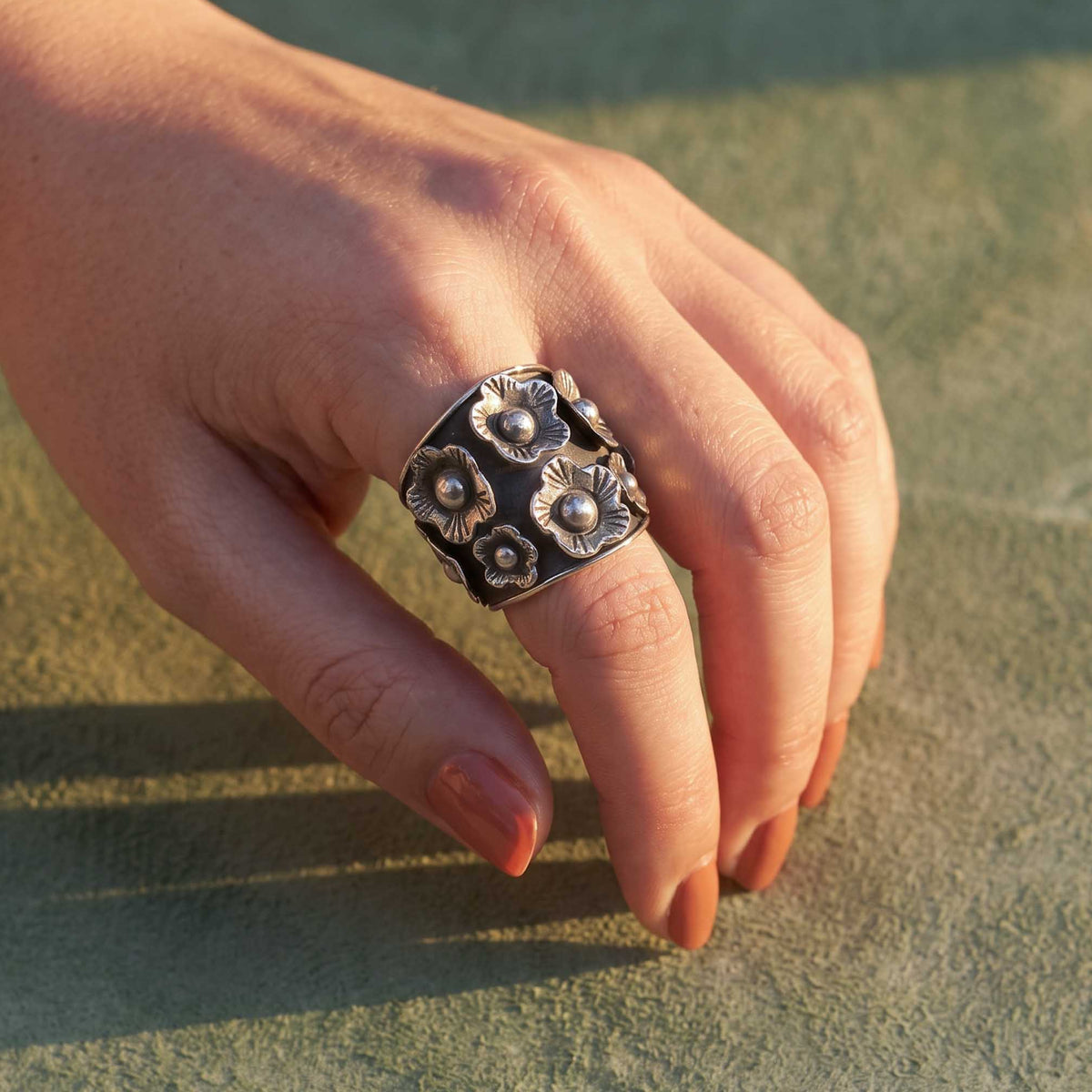 Sterling Silver Flower Garden Ring