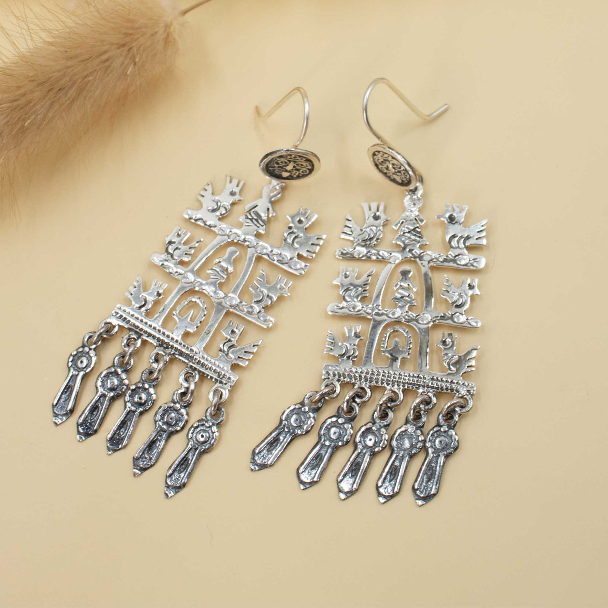 Sterling Silver Roots and Wings Dangle Drop Earrings
