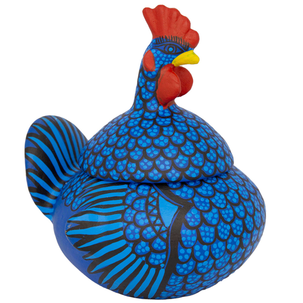 Hand Painted Clay Chicken Bowl with Lid