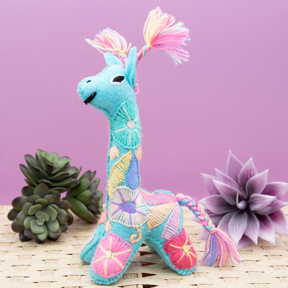 Giraffe Hand-Embroidered Stuffed Animal