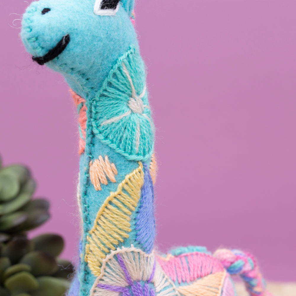 Giraffe Hand-Embroidered Stuffed Animal