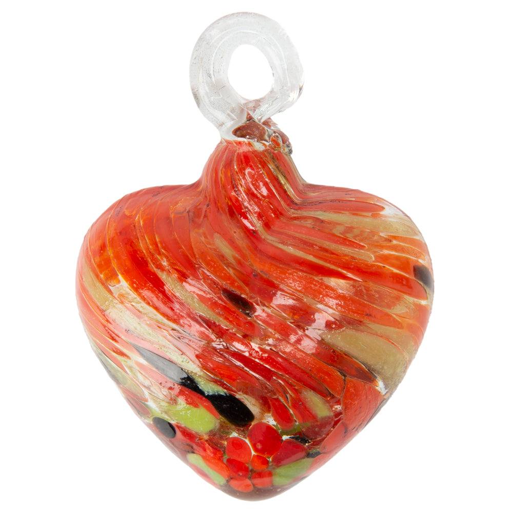 Tonalá Multicolor Blown Glass Hanging Heart Ornament
