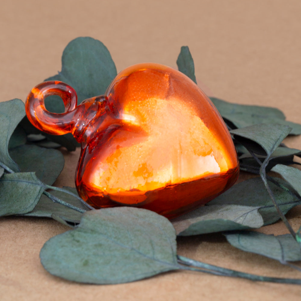Tonalá Solid Blown Glass Hanging Heart Ornament