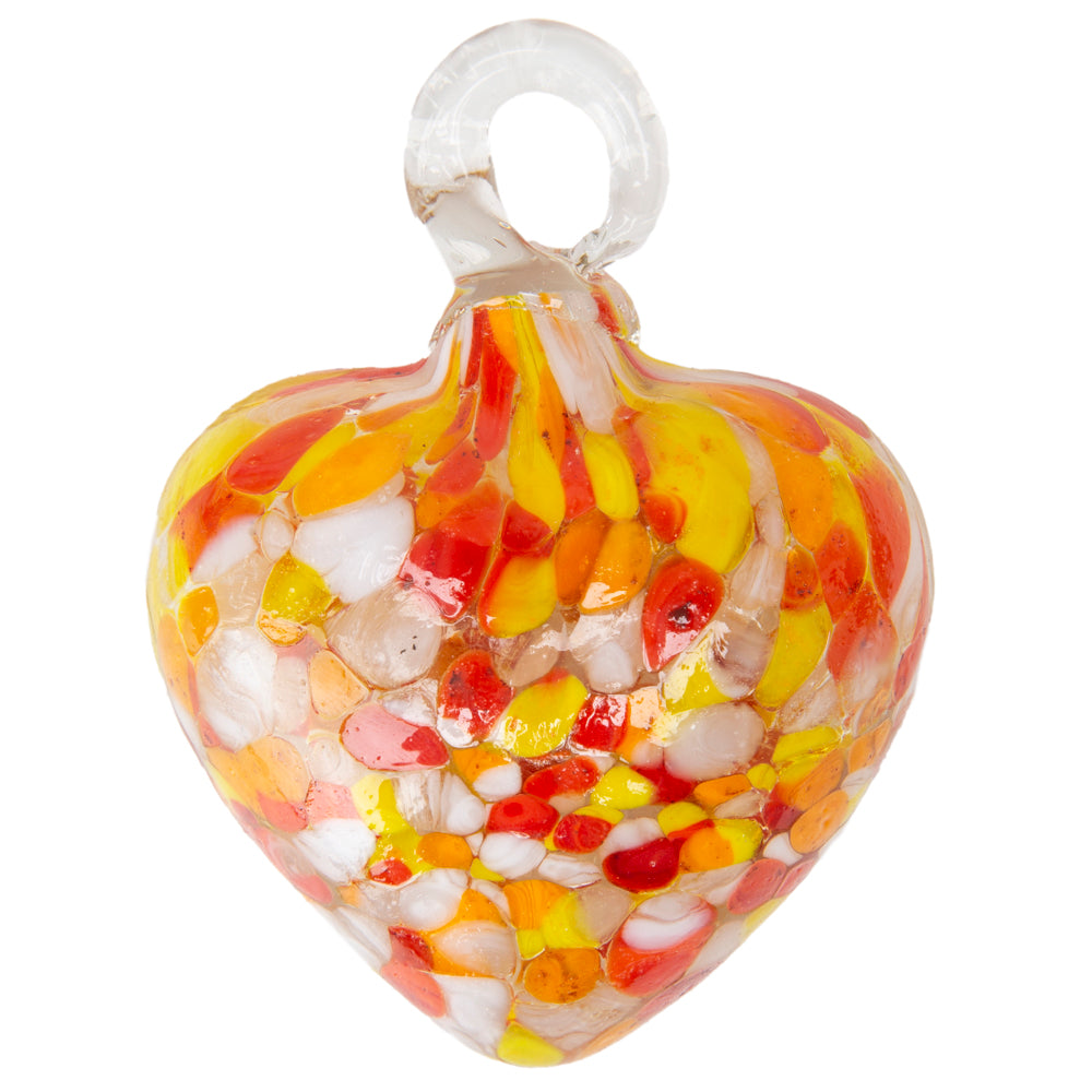 Tonalá Multicolor Blown Glass Hanging Heart Ornament