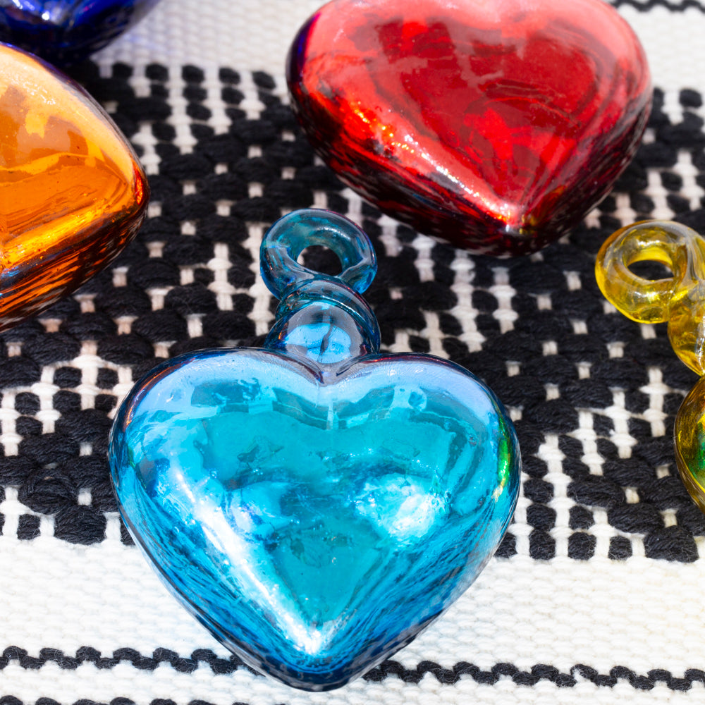 Tonalá Solid Blown Glass Hanging Heart Ornament