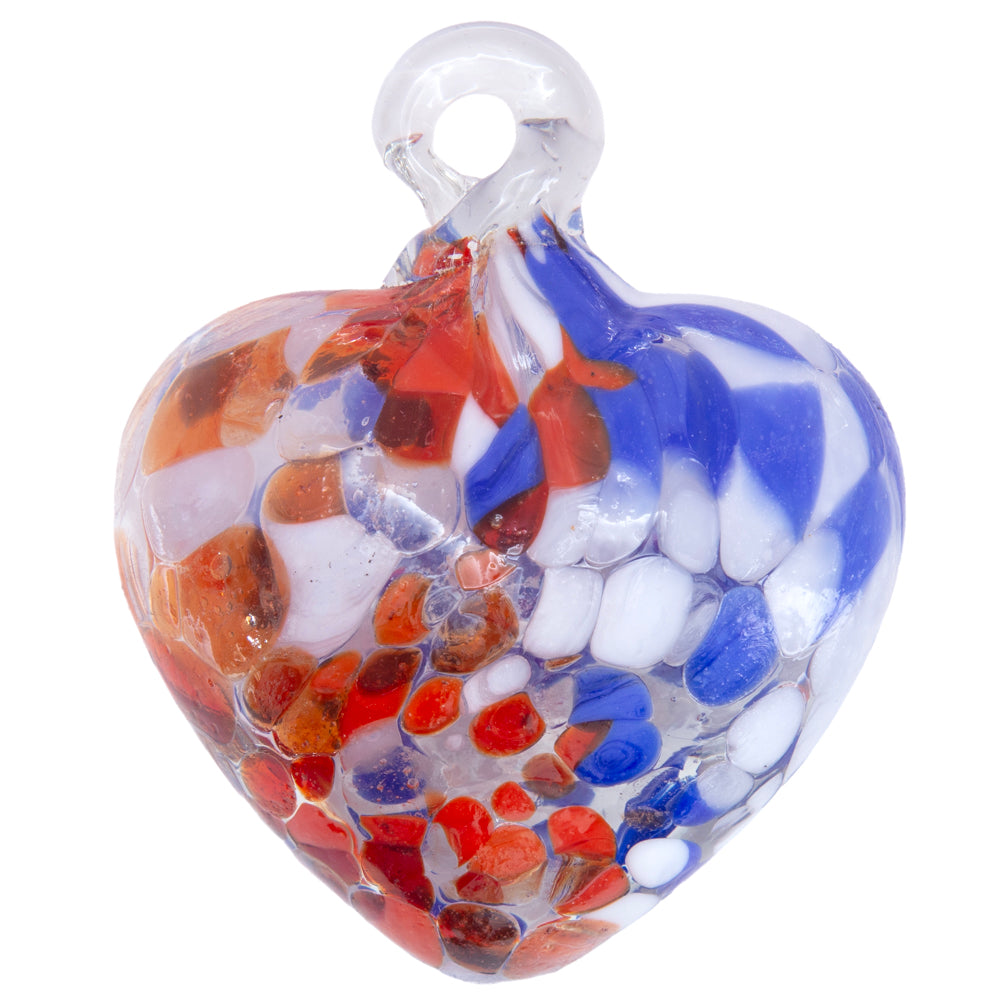 Tonalá Multicolor Blown Glass Hanging Heart Ornament