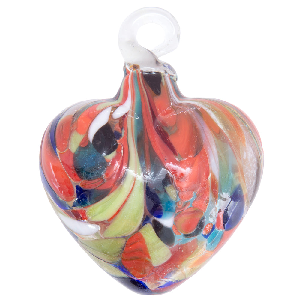 Tonalá Multicolor Blown Glass Hanging Heart Ornament