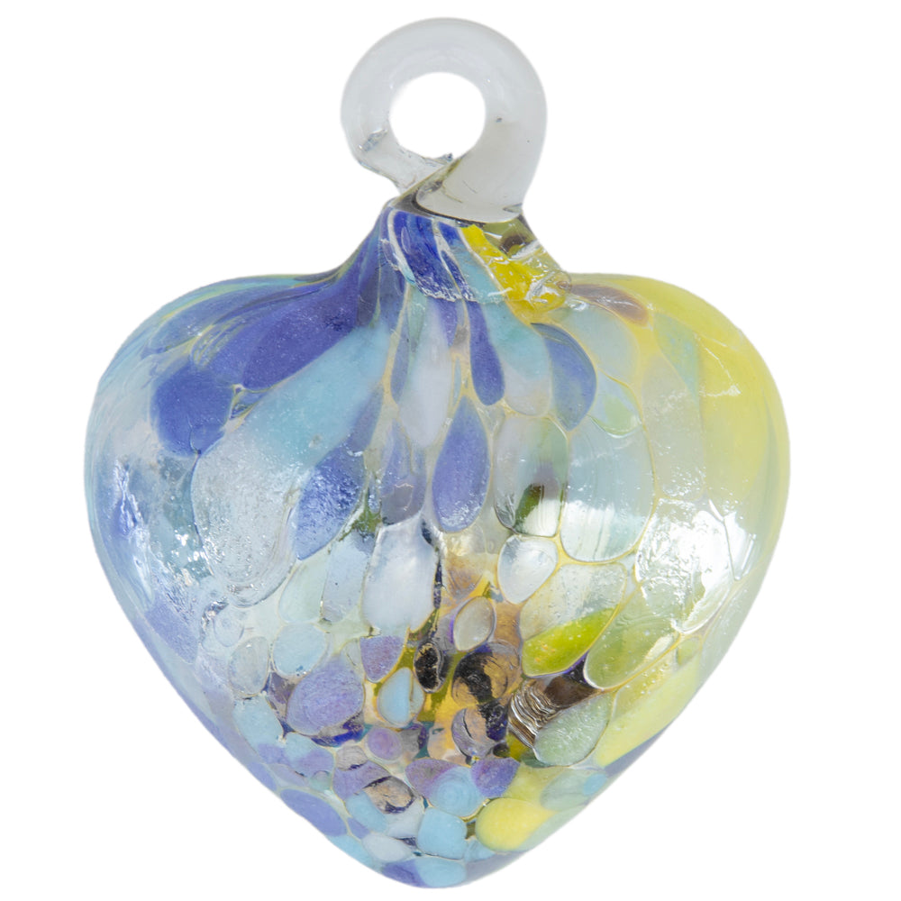 Tonalá Multicolor Blown Glass Hanging Heart Ornament