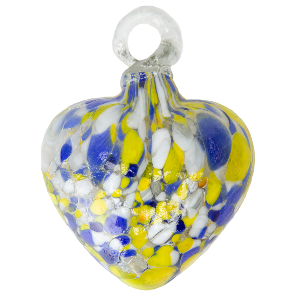 Tonalá Multicolor Blown Glass Hanging Heart Ornament