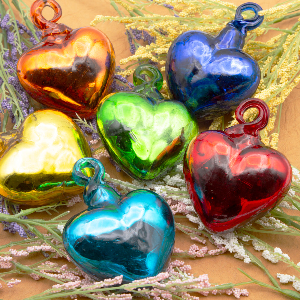 Tonalá Solid Blown Glass Hanging Heart Ornament