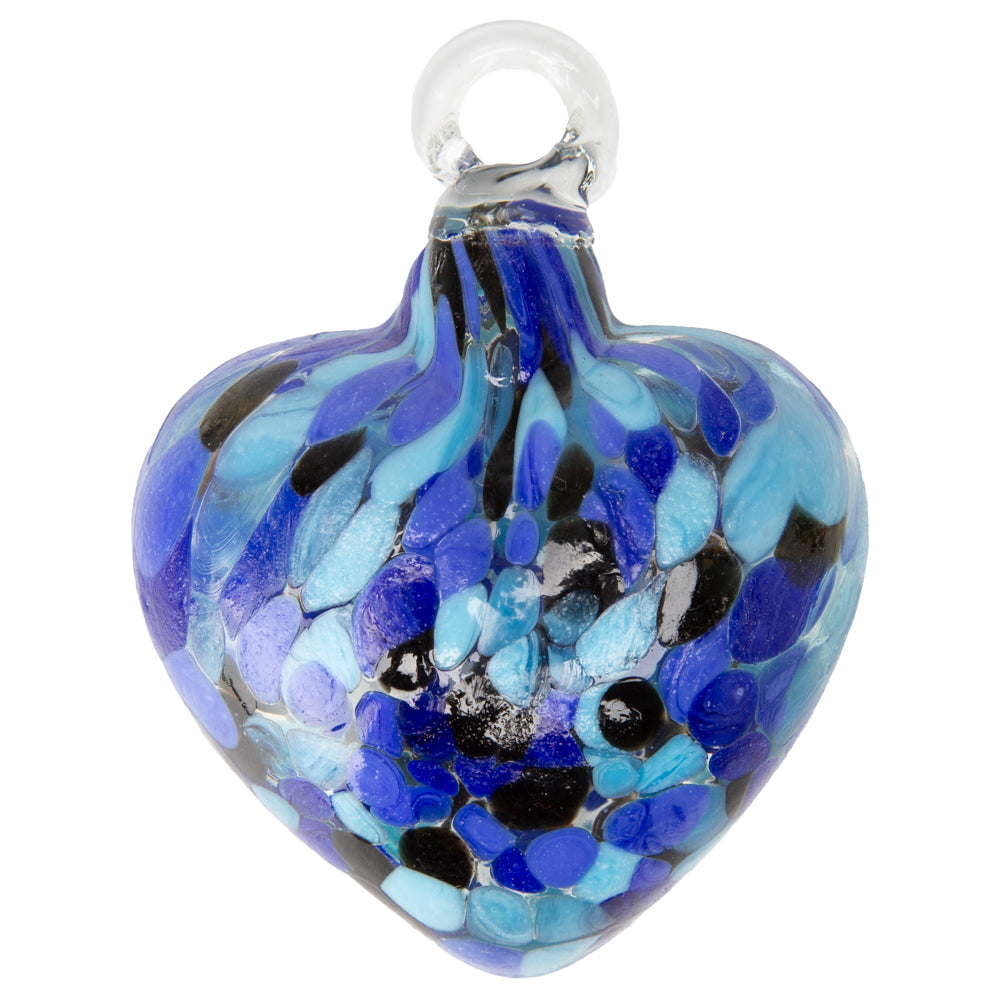 Tonalá Multicolor Blown Glass Hanging Heart Ornament
