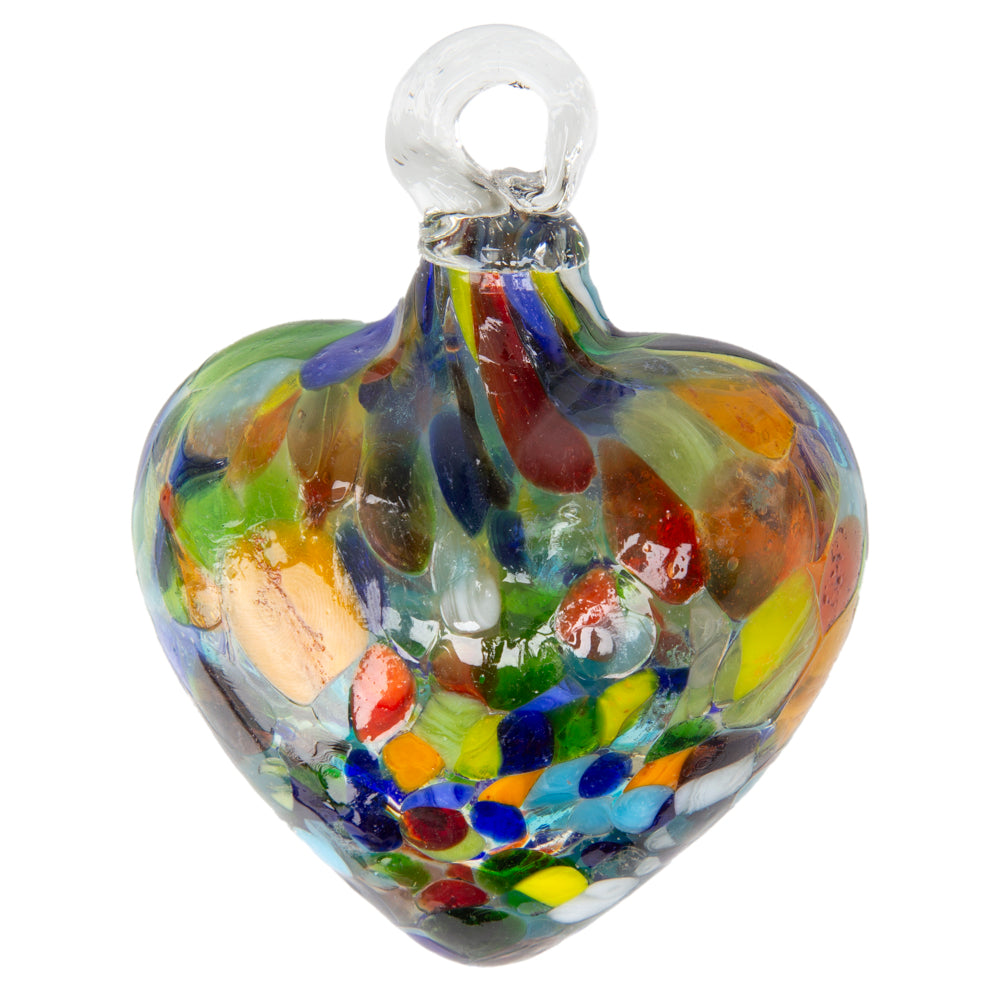 Tonalá Multicolor Blown Glass Hanging Heart Ornament